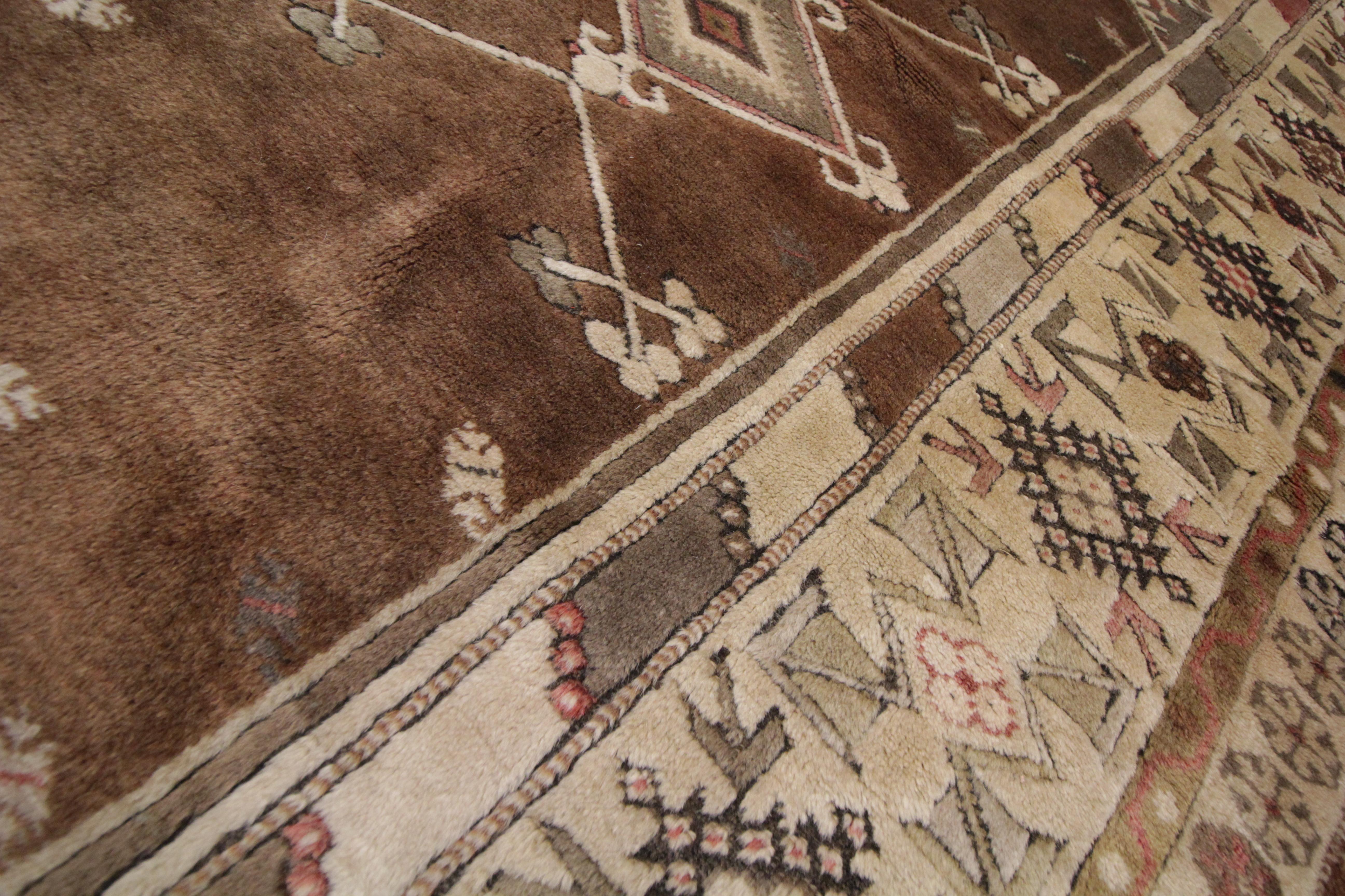 Antique Turkish Rugs, Vintage Rug Milas, Brown Rug, Hand Made Carpet  For Sale 3