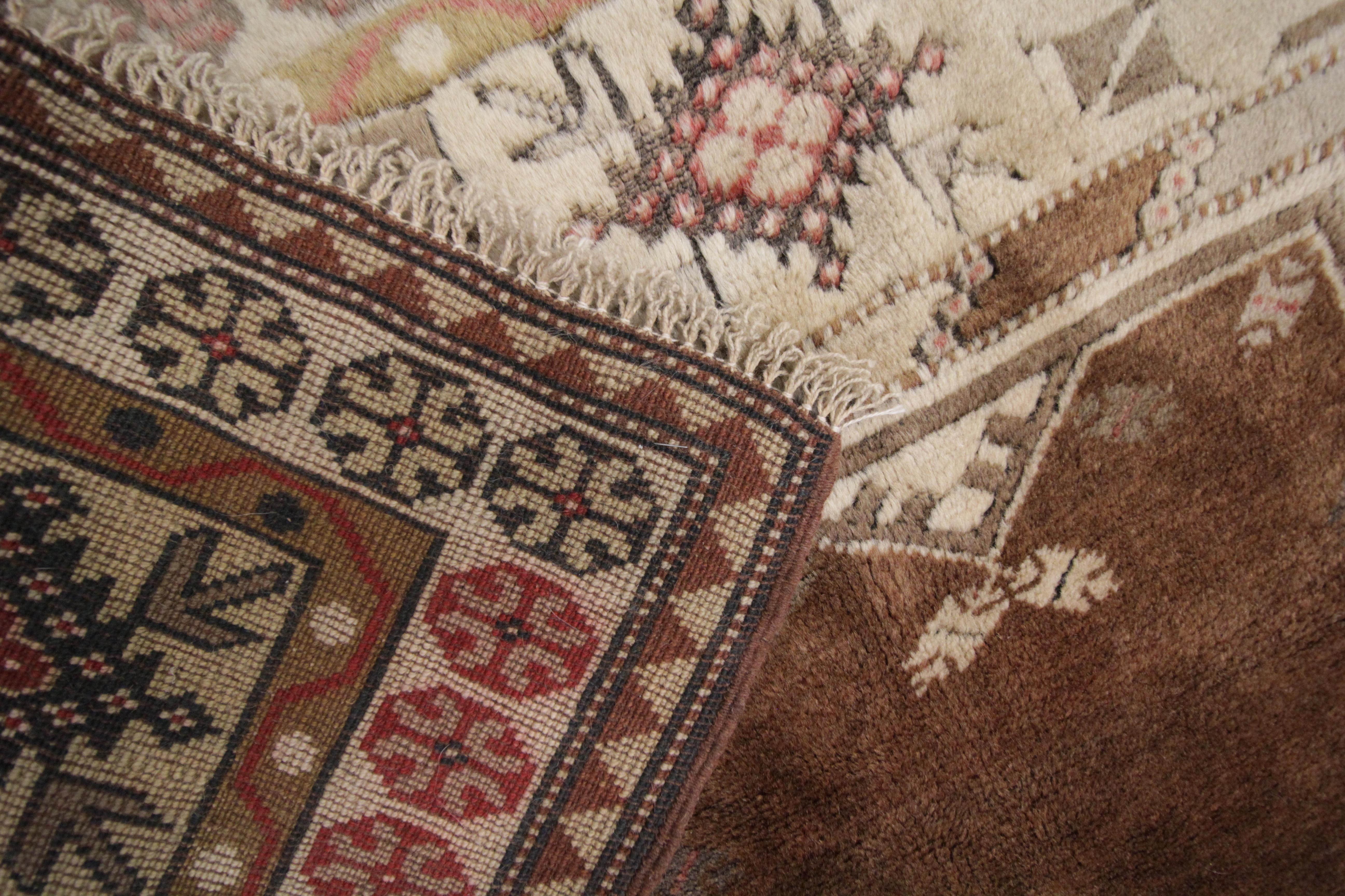 Antique Turkish Rugs, Vintage Rug Milas, Brown Rug, Hand Made Carpet  For Sale 5