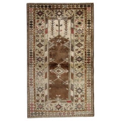 Retro Turkish Rugs, Vintage Rug Milas, Brown Rug, Handmade Carpet