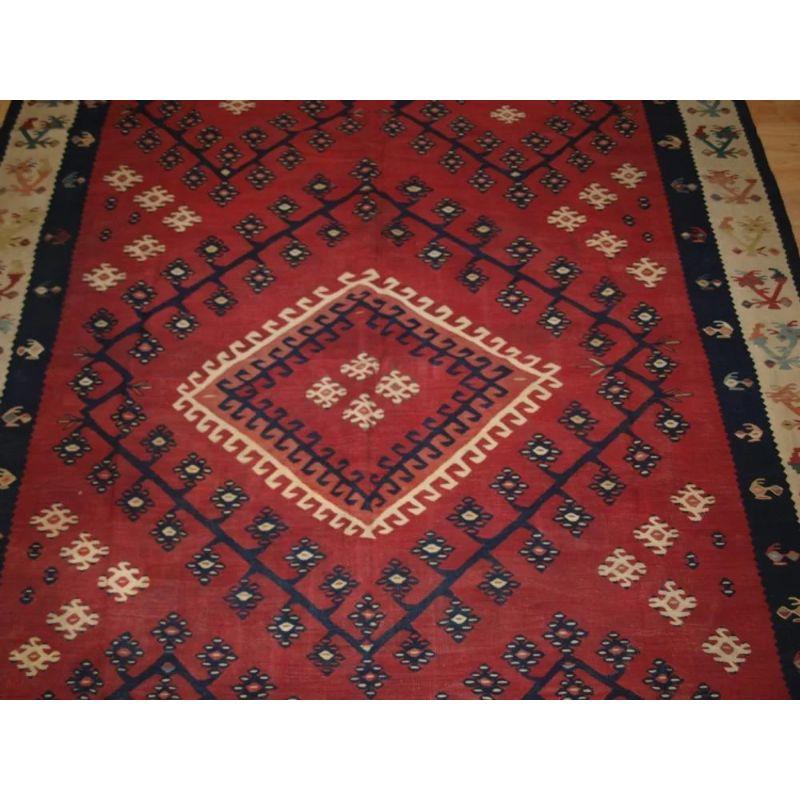 Antiker türkischer Sarkoj-Kilim mit sehr feiner Webung, um 1870 (Türkisch) im Angebot