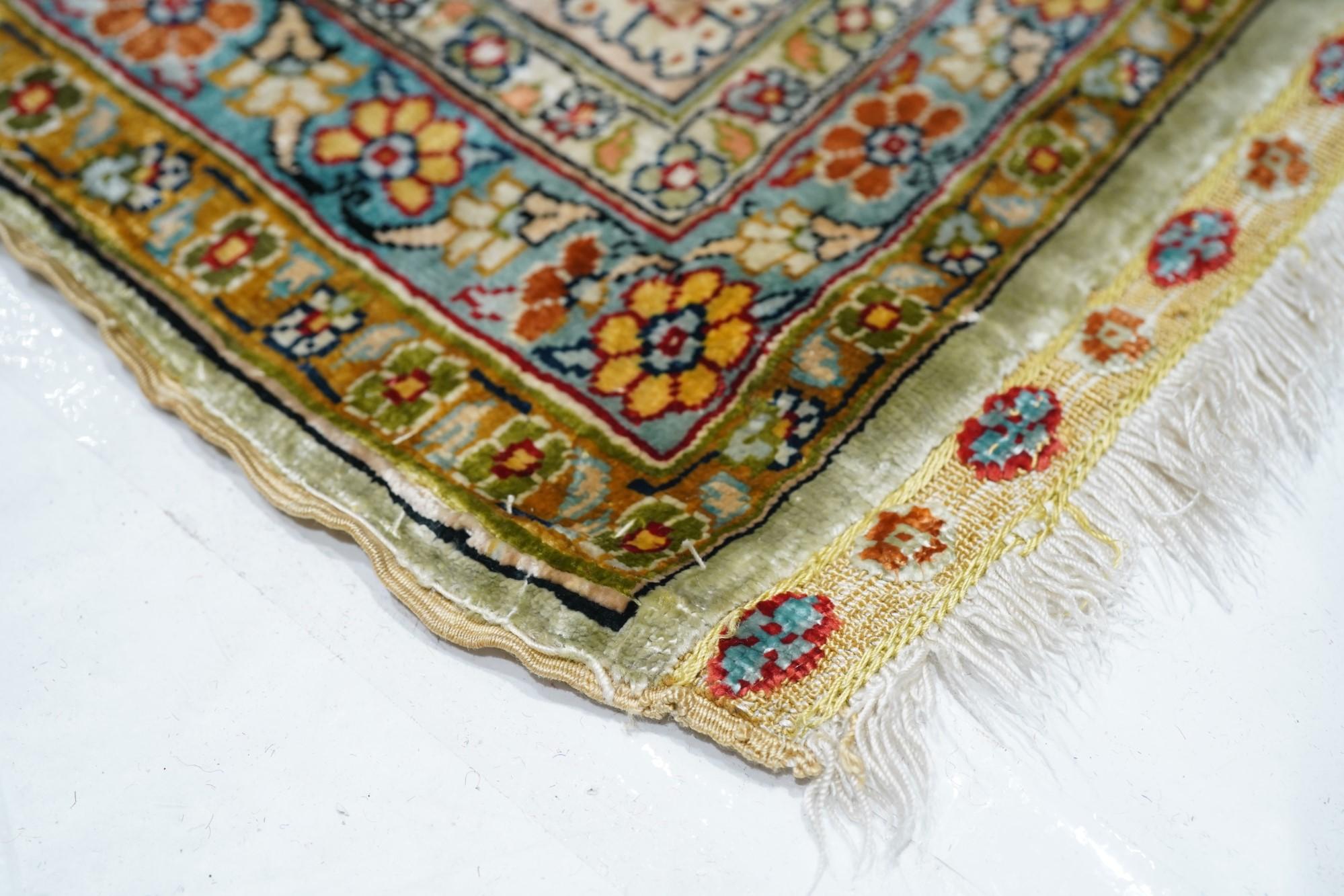 Antique Turkish Silk Hereke Rug In Excellent Condition For Sale In New York, NY
