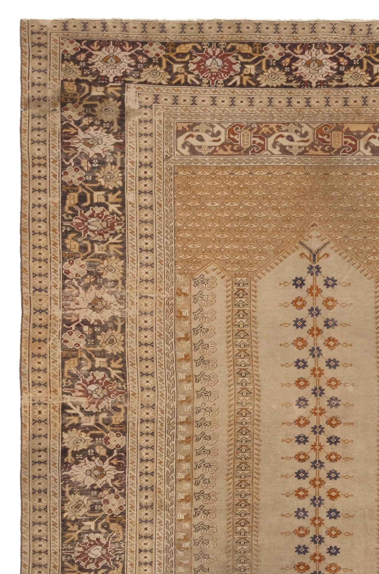 19th Century Antique Turkish Silk Kaiseri Rug, circa 1900s For Sale