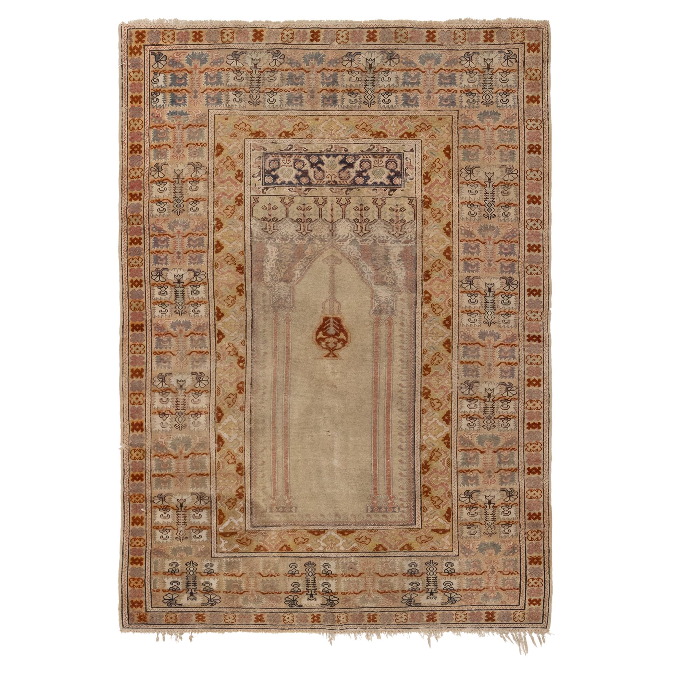 Antique Turkish Silk Kaiseri Rug, circa 1900s For Sale
