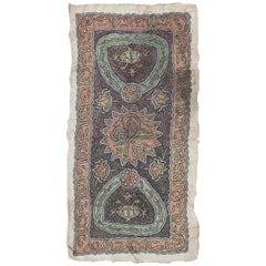 Tapis ottoman turc ancien en soie tissé à plat avec un design géométrique tribal unique