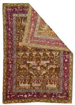 Antique Turkish Silk Rug 3'6'' x 5'1''