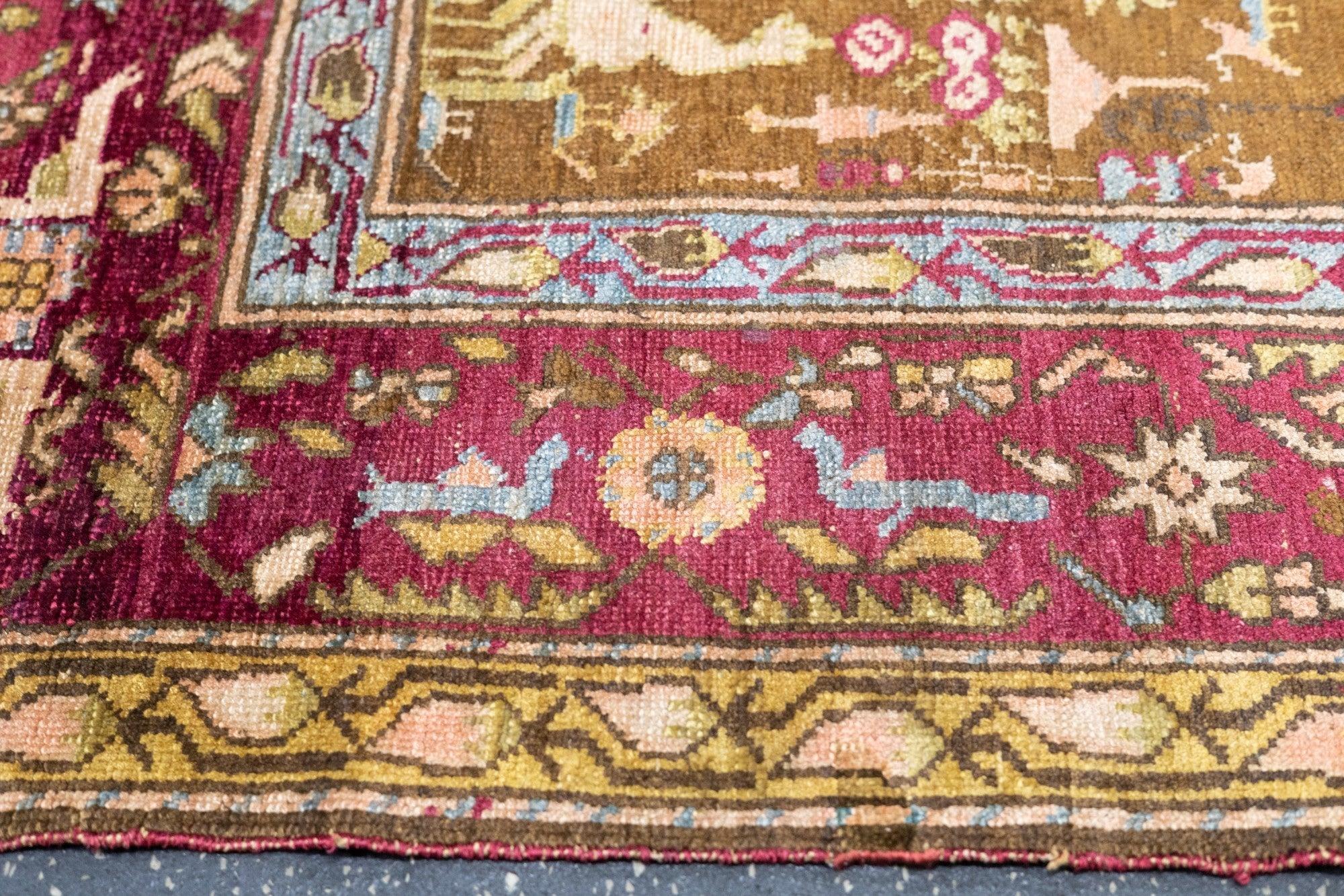 Antique Turkish Silk Rug 3'6'' x 5'1'' In Good Condition For Sale In New York, NY