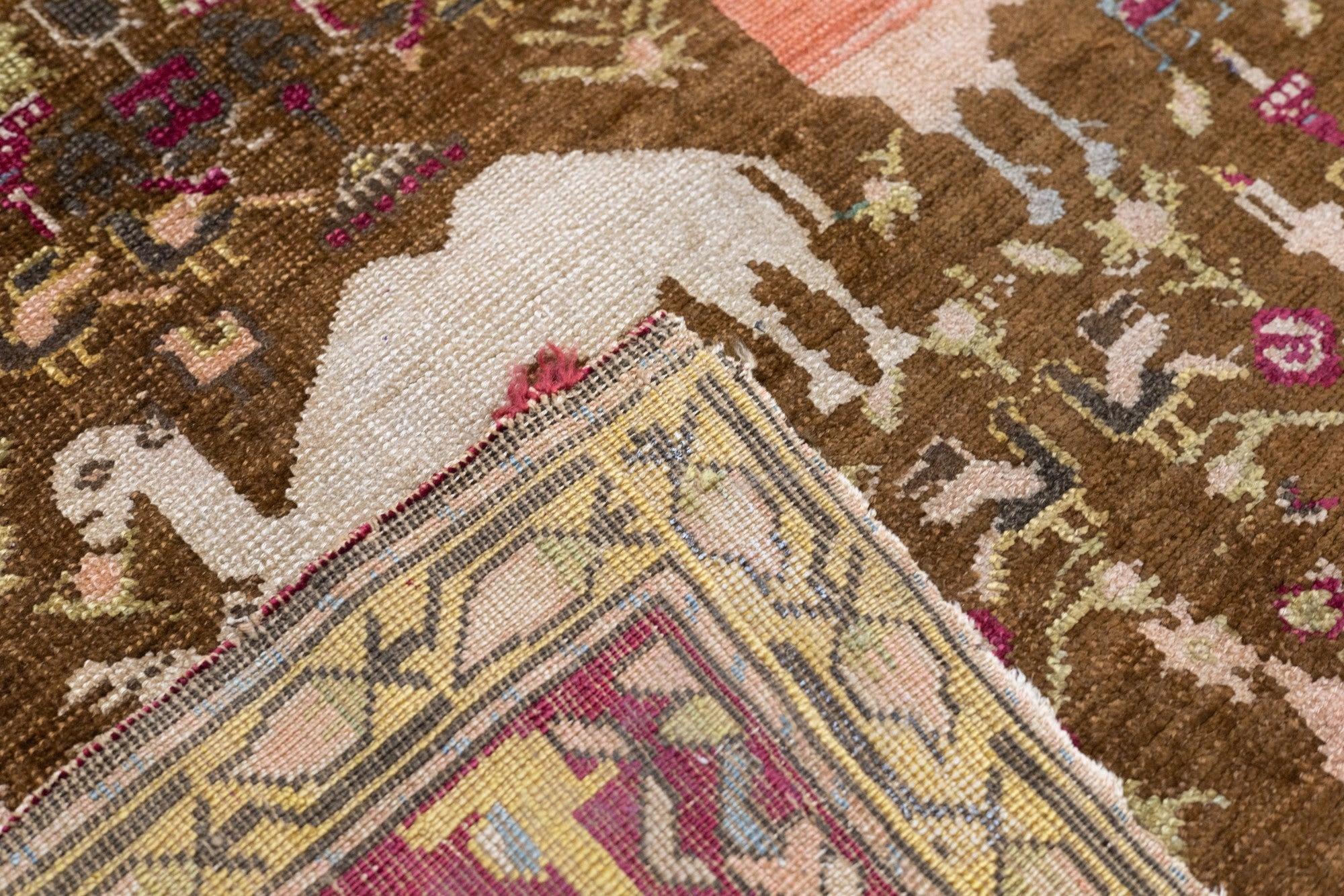 Antique Turkish Silk Rug 3'6'' x 5'1'' For Sale 1