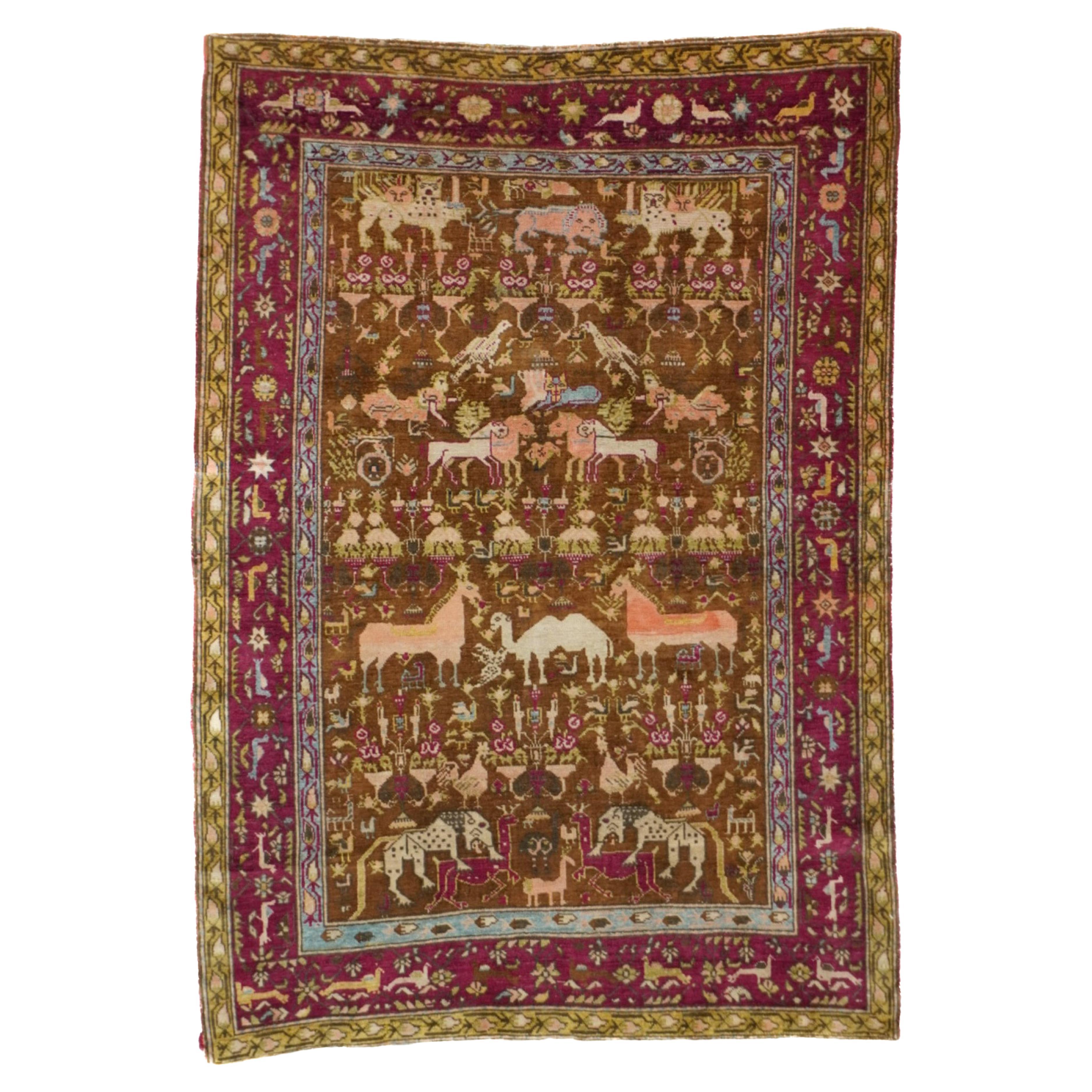 Antique Turkish Silk Rug 3'6'' x 5'1''