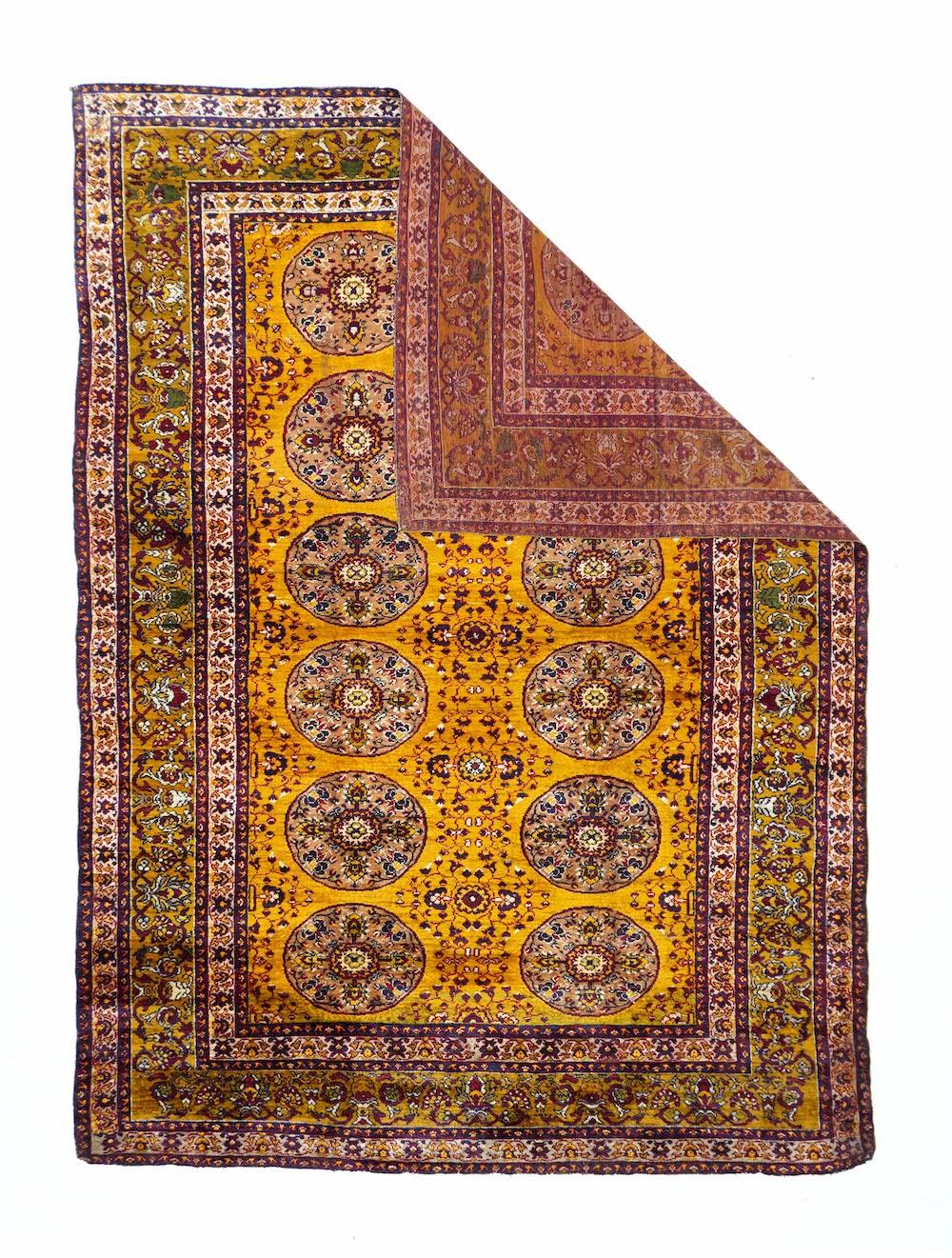 Alfombra antigua de seda turca 4'5'' x 6'3''.