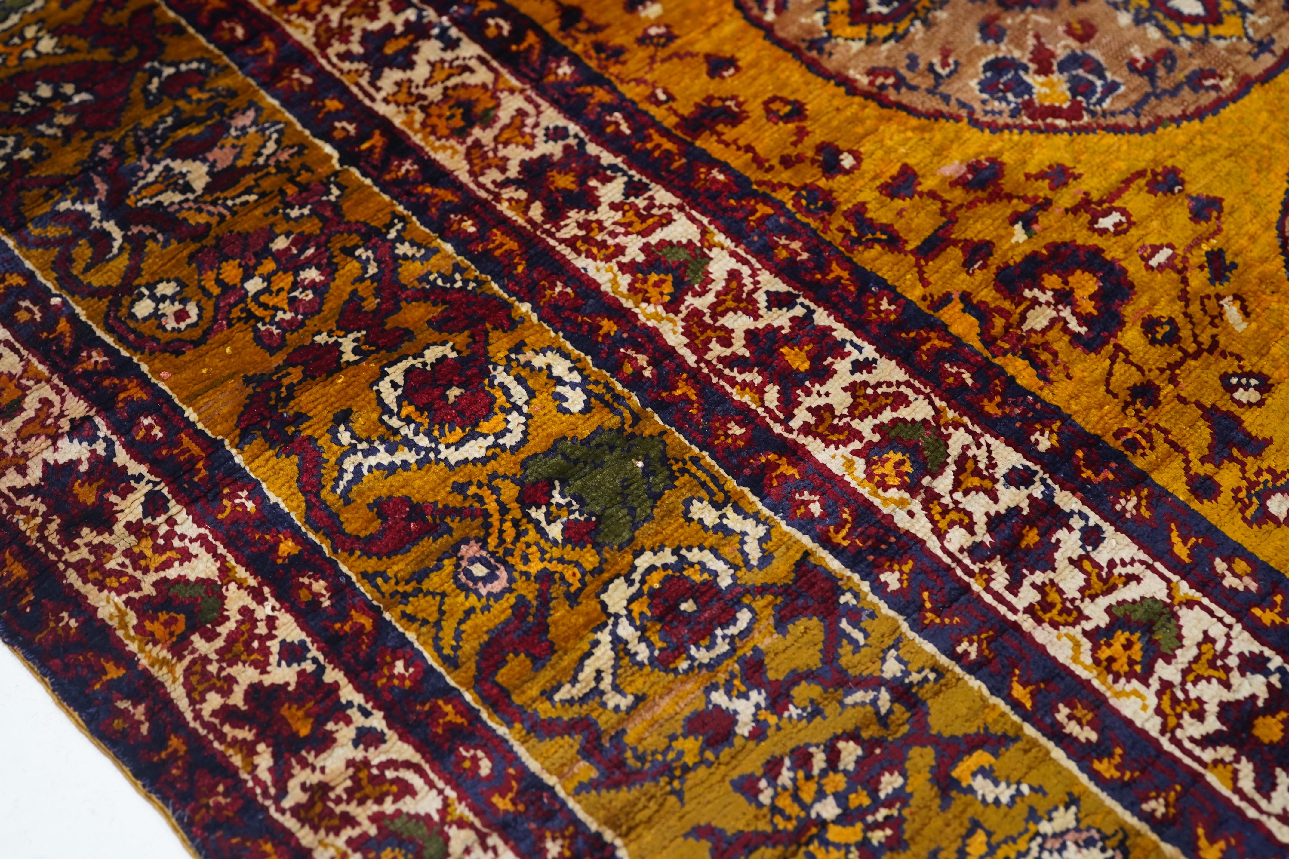 Alfombra antigua de seda turca 4'5'' x 6'3'' Turco en venta