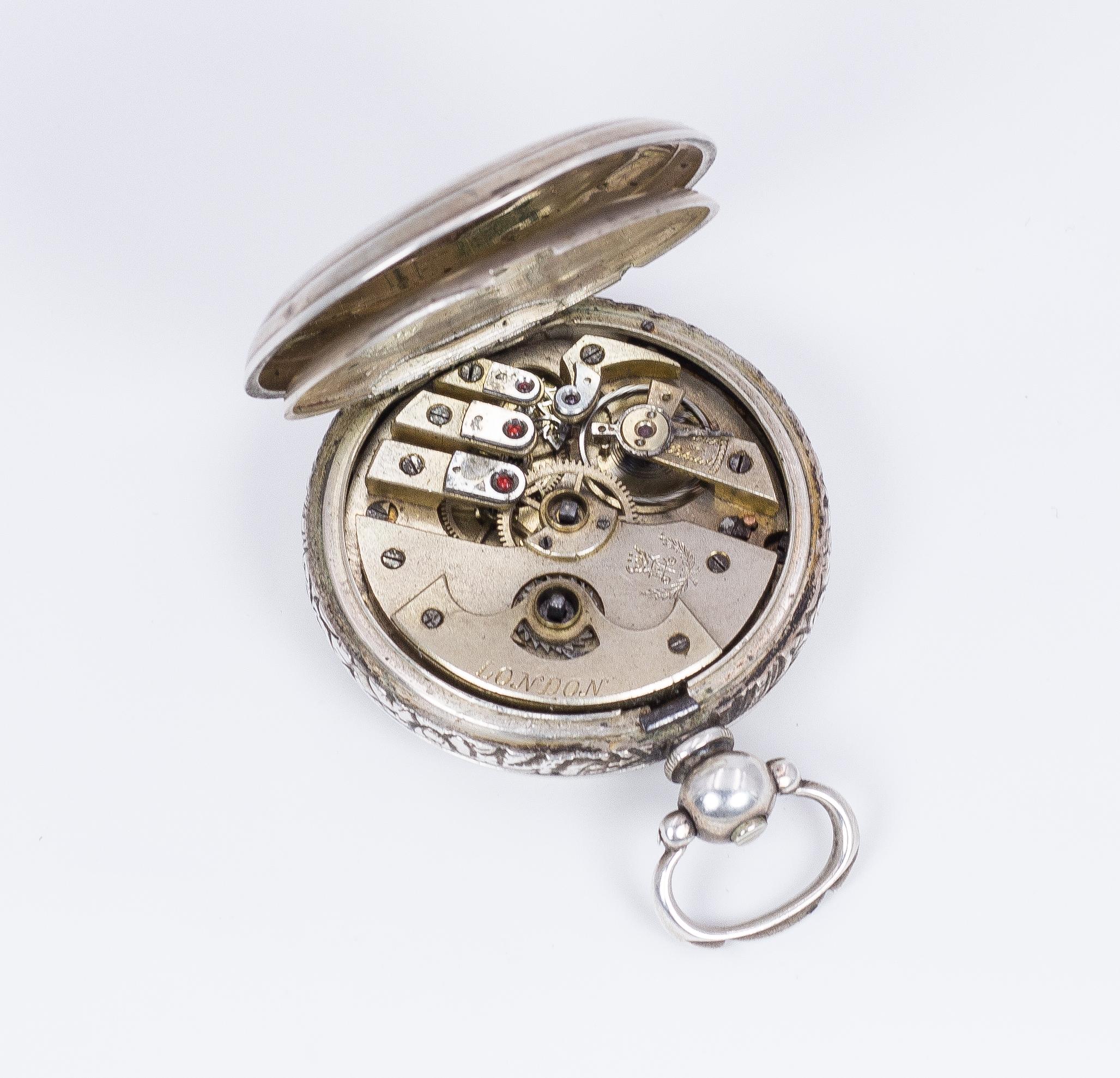 Women's or Men's Antique Turkish Silver Pocket Watch, Late 19th Century For Sale