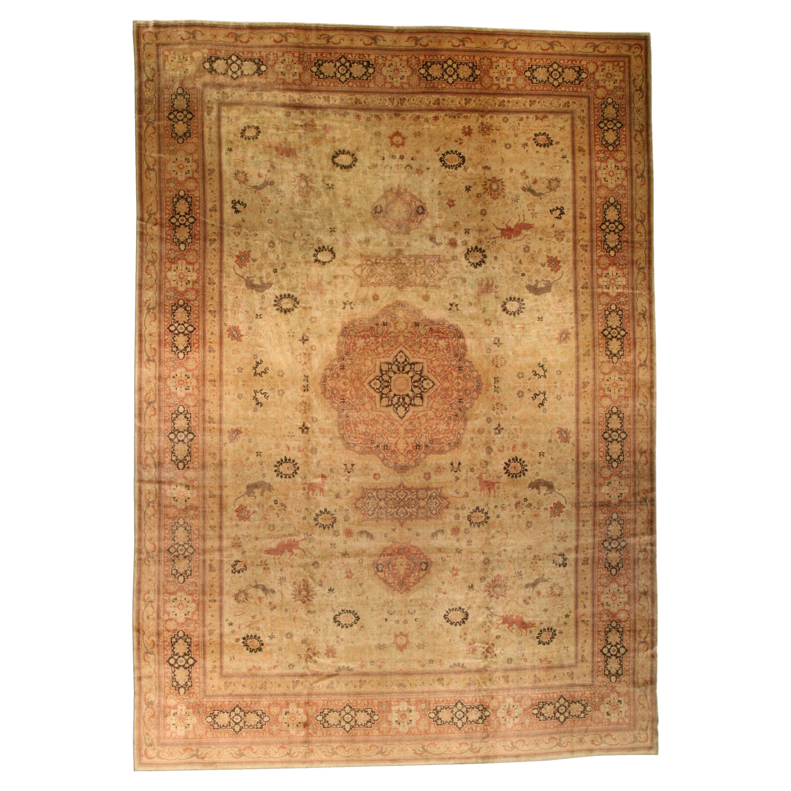 Antique Turkish Sivas Animal Botanic Handmade Rug