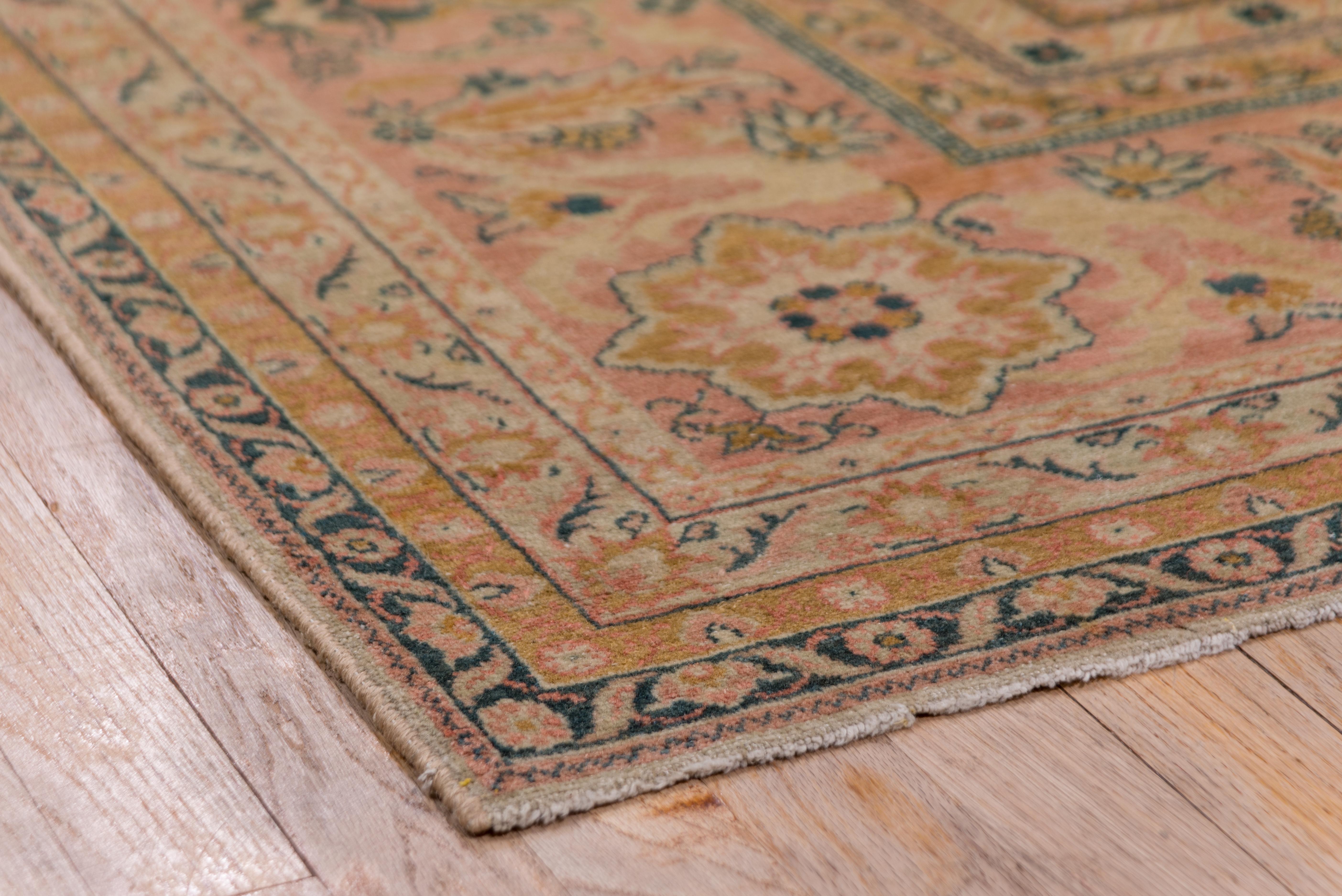 Hand-Knotted Antique Turkish Sivas Carpet, Allover Neutral Field & Colorful Accents For Sale