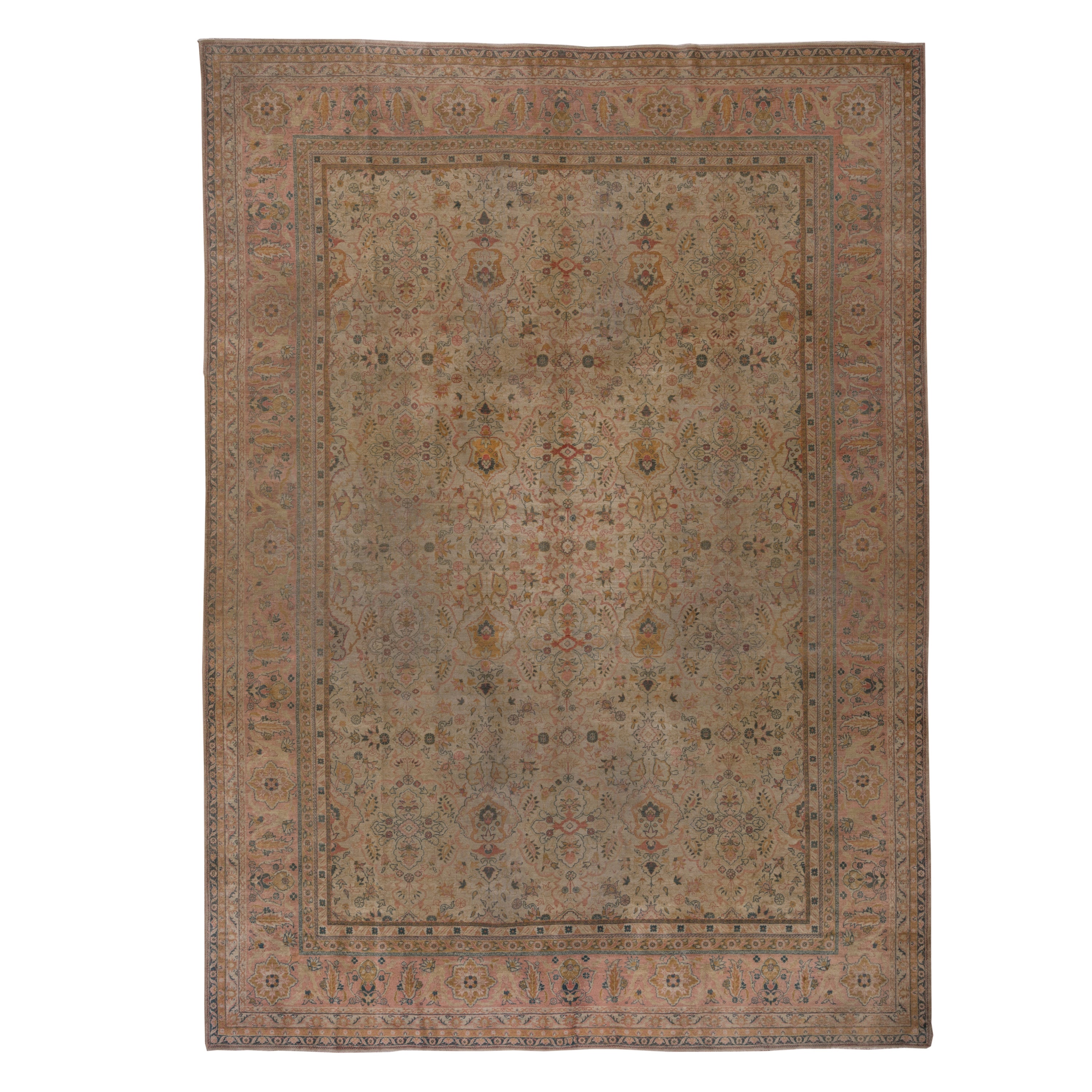 Tapis turc ancien Sivas, fond neutre et accents colorés