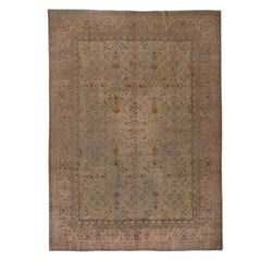 Tapis turc ancien Sivas, fond neutre et accents colorés