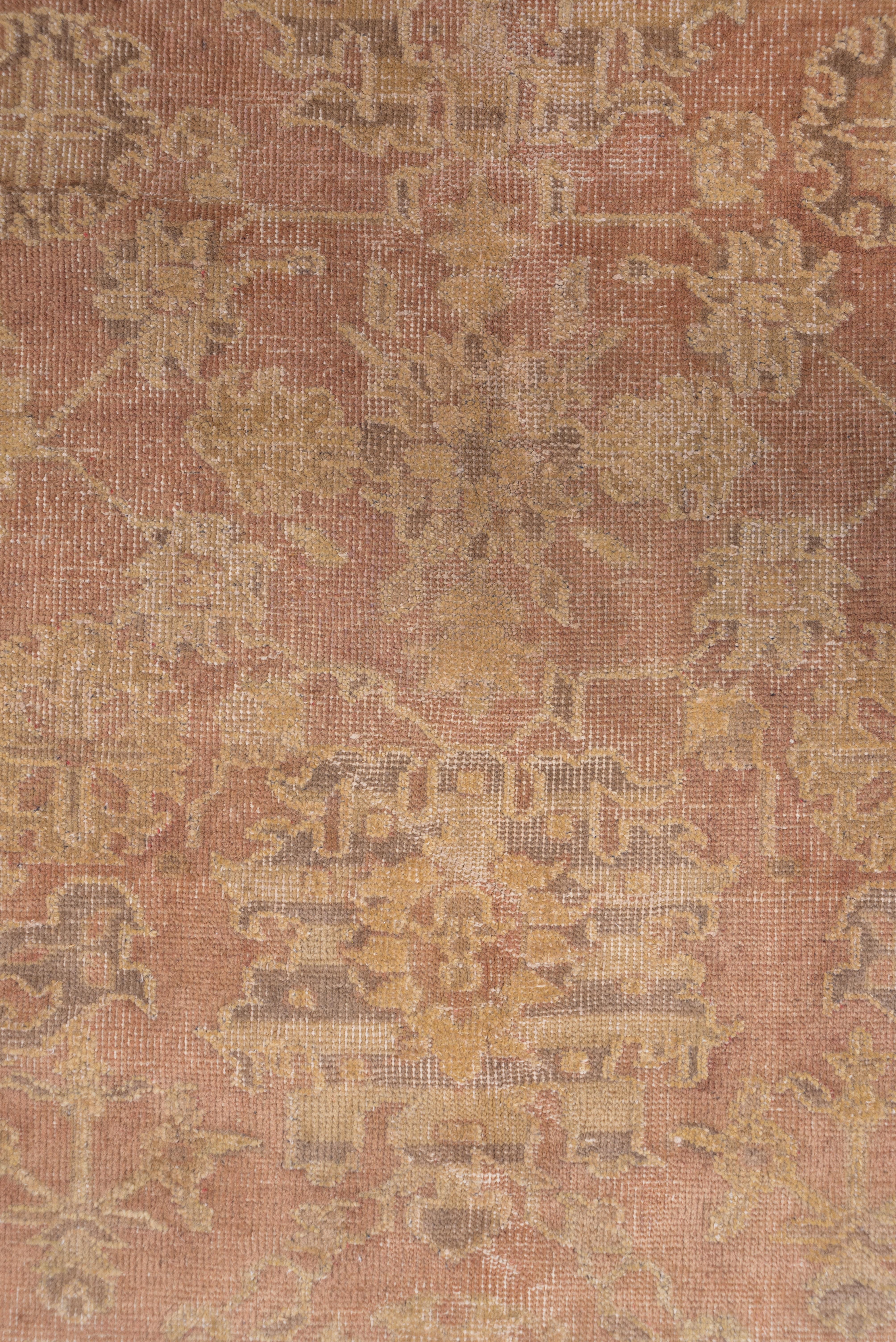 Antique Turkish Sivas Carpet, Allover Pink Field, Yellow Palette, Circa 1930s For Sale 6