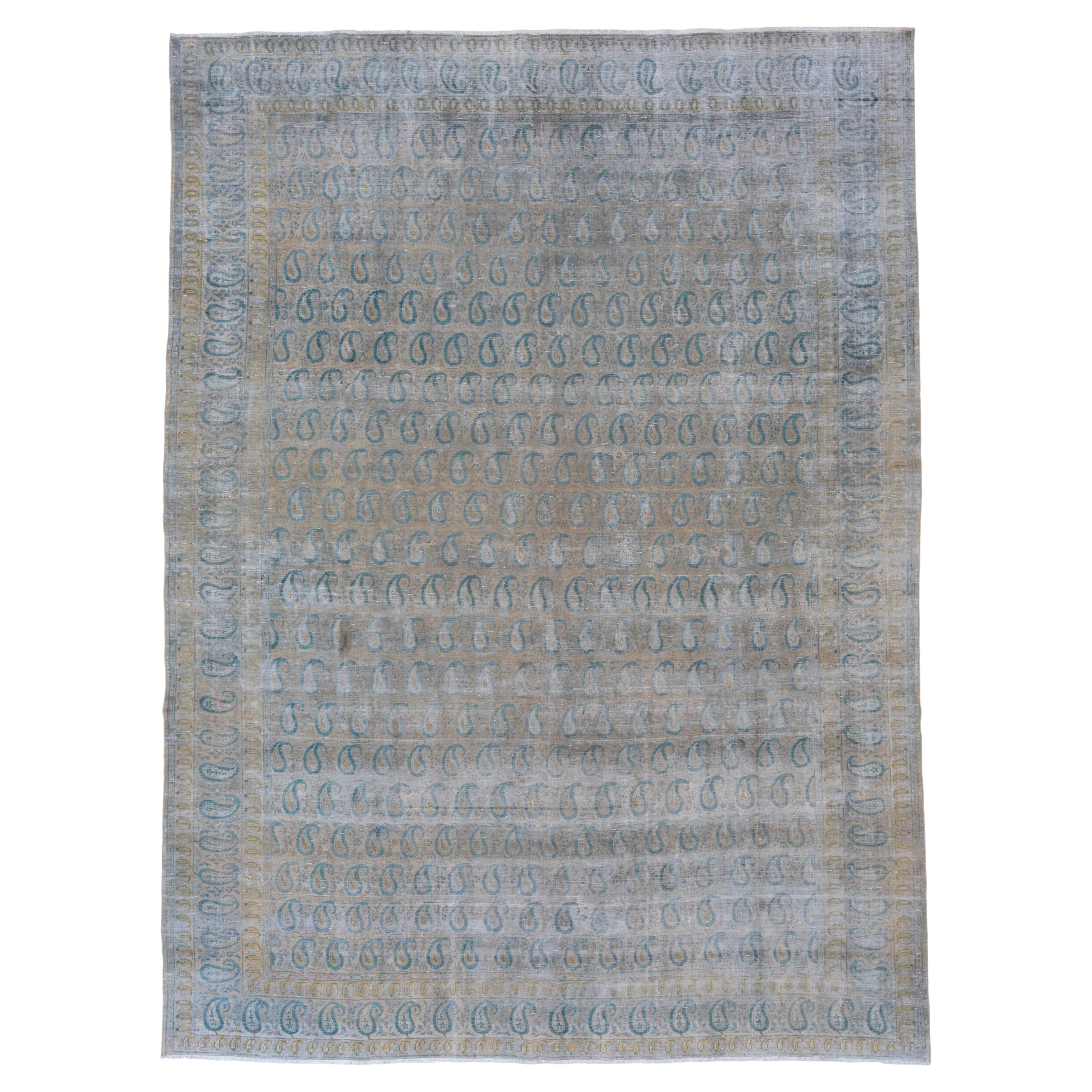 Antique Turkish Sivas Carpet, Blue Boteh Pattern, circa 1930s For Sale