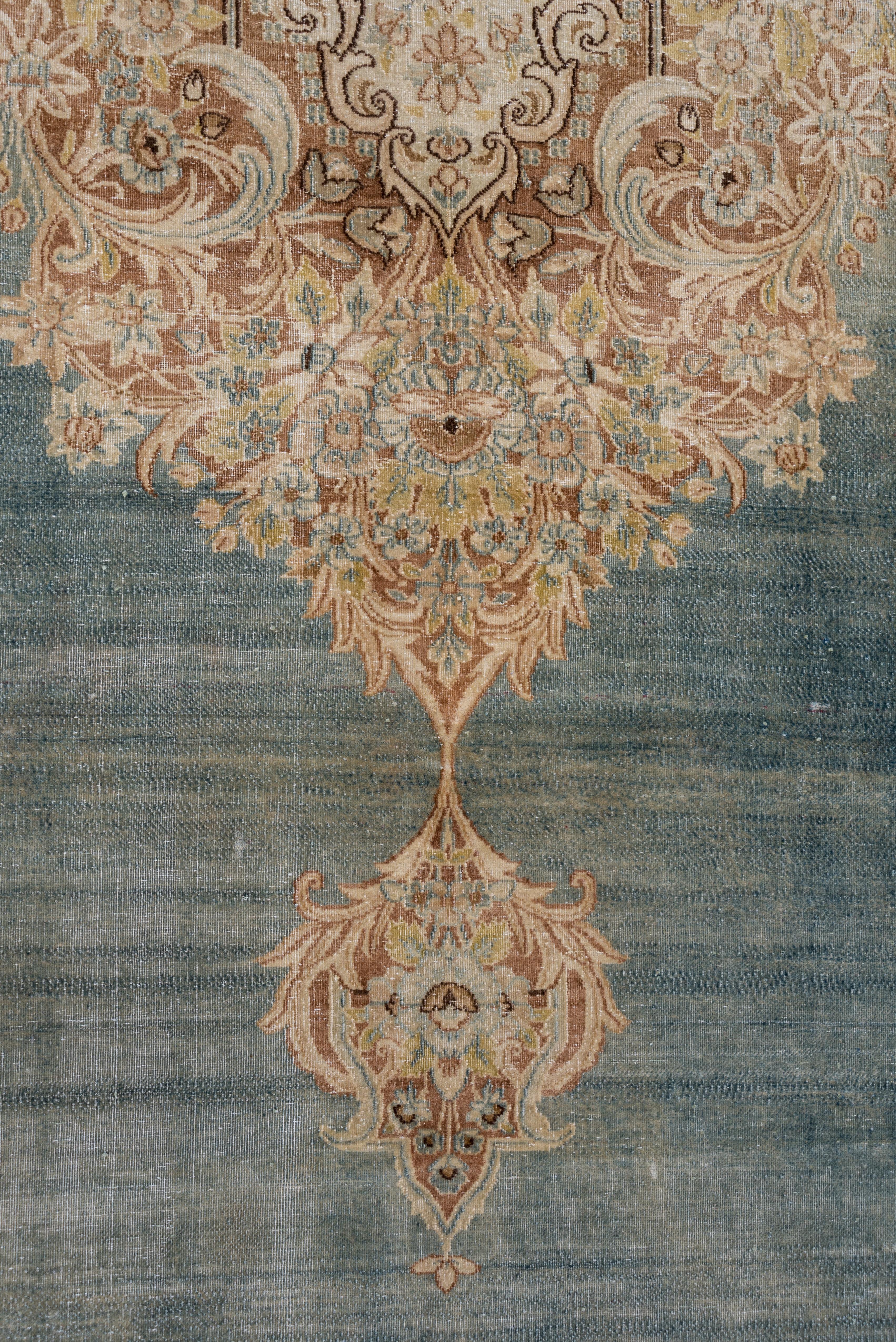 Antique Turkish Sivas Carpet, Blue Green Field, Formal Palette For Sale 2