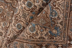 Antique Turkish Sivas Carpet, Center Medallion, Brown and Light Blue Palette