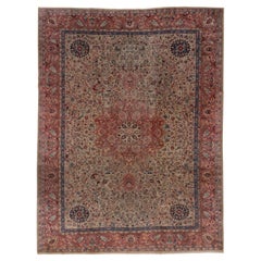 Antique Turkish Sivas Carpet, Pink Curvilinear Central Medallion, circa 1930s