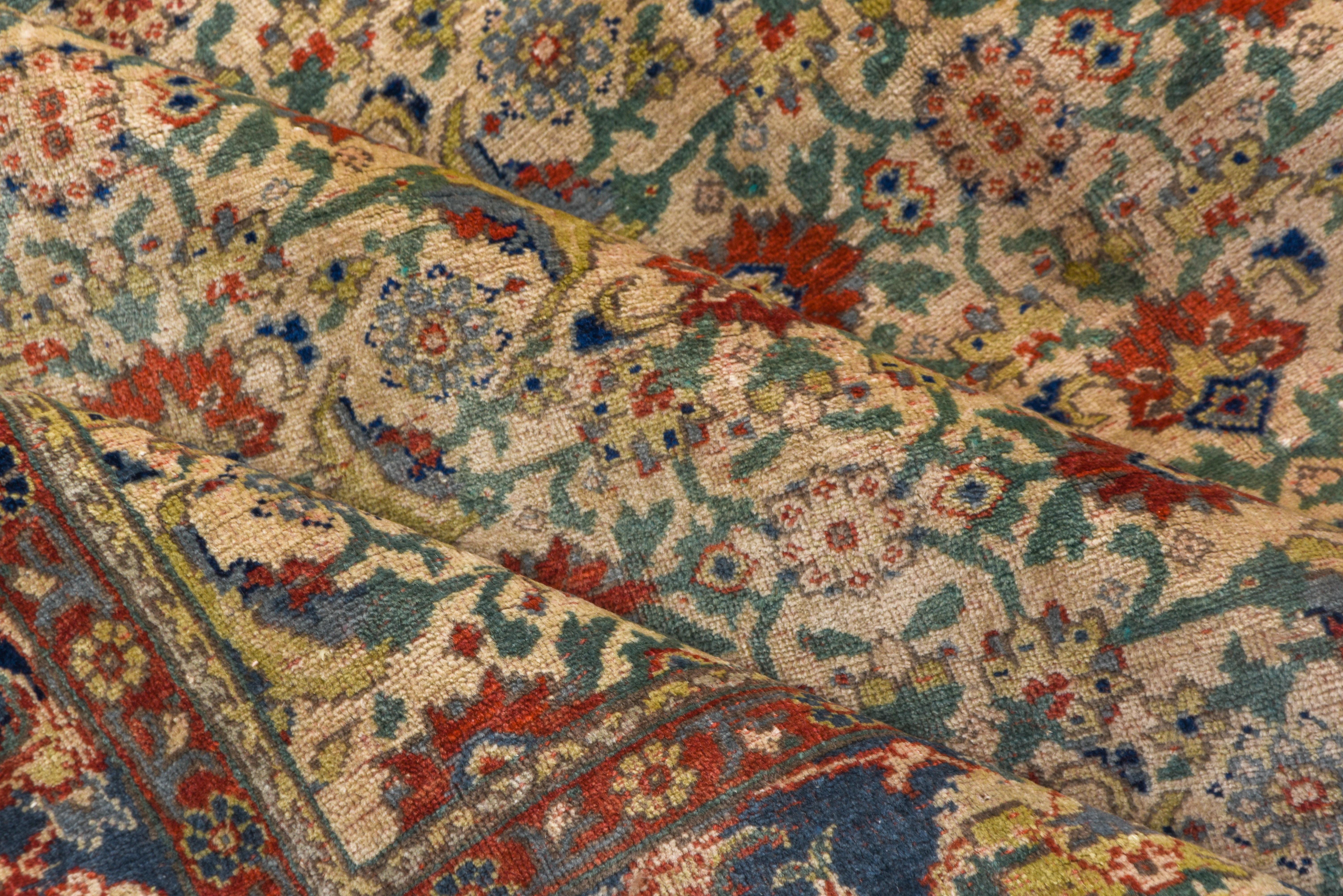 Hand-Knotted Antique Turkish Sivas Carpet, Traditional Palette, Cream Field, Great Colors For Sale
