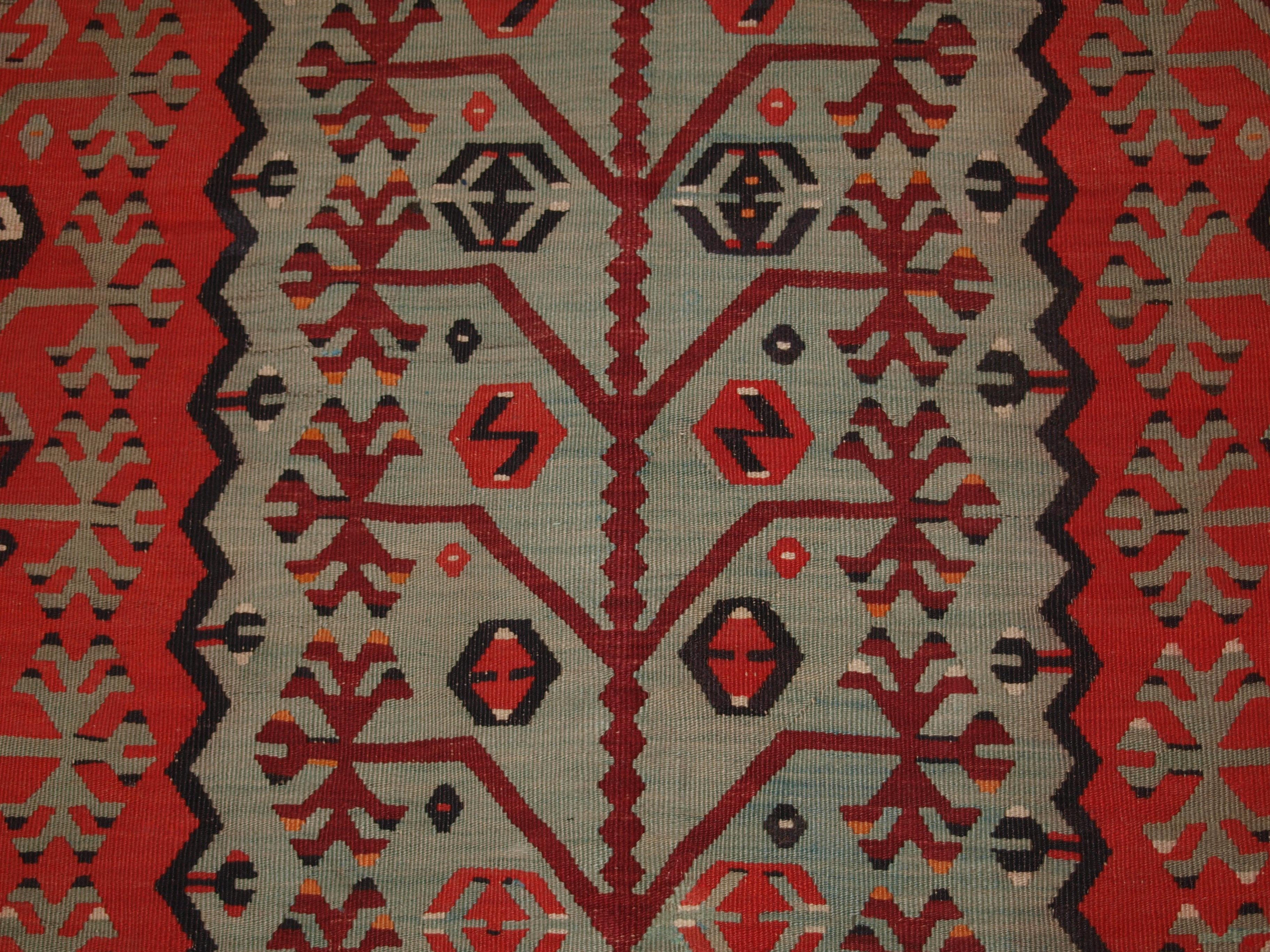 Laine Antique tapis Kilim turc Sivas de conception rare en vente