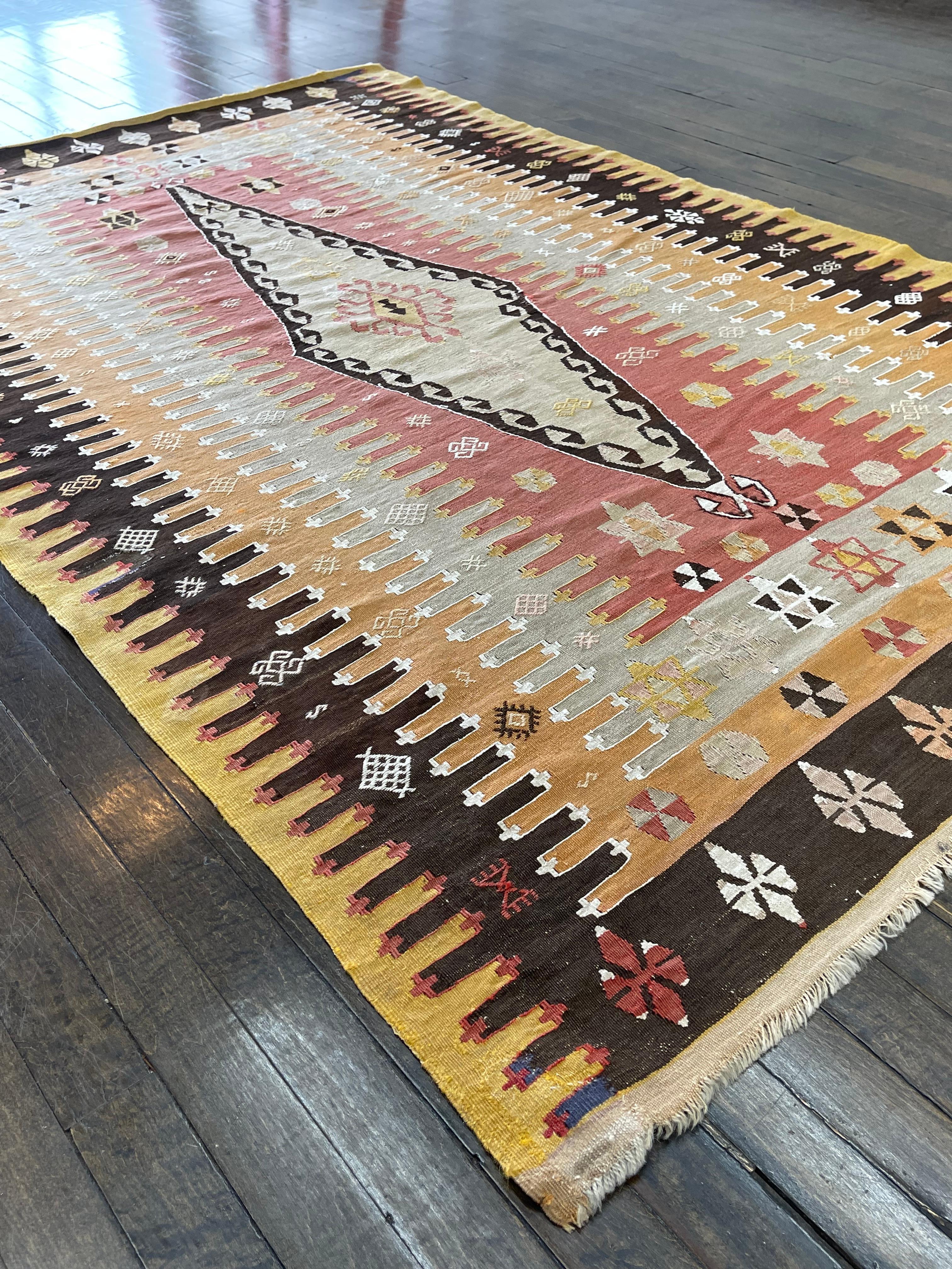 Kilim Antique Turkish Sivas Kilm circa 1900 For Sale