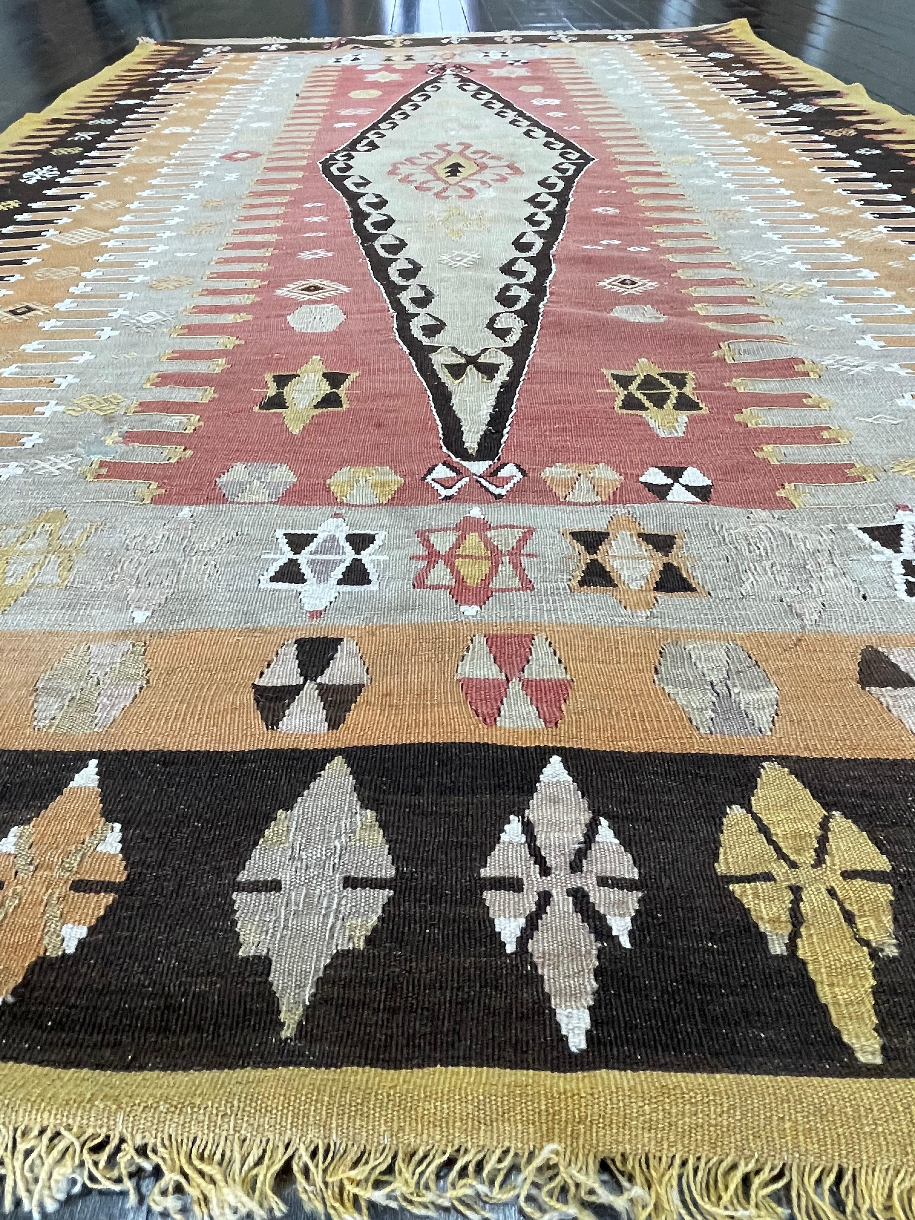 Early 20th Century Antique Turkish Sivas Kilm circa 1900 For Sale