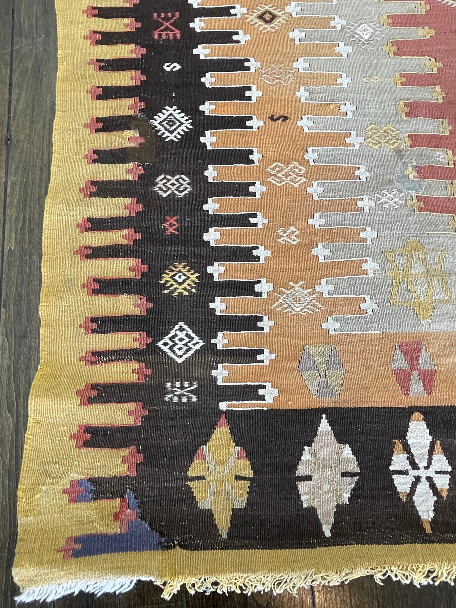 Wool Antique Turkish Sivas Kilm circa 1900 For Sale