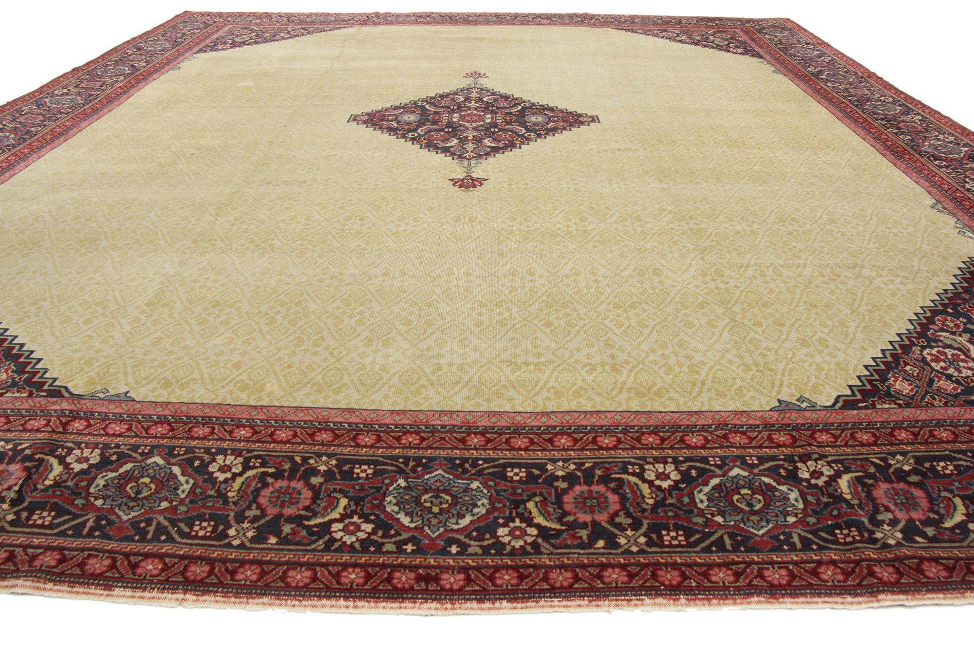 Rustic Antique Turkish Sivas Rug with Camel Hair For Sale