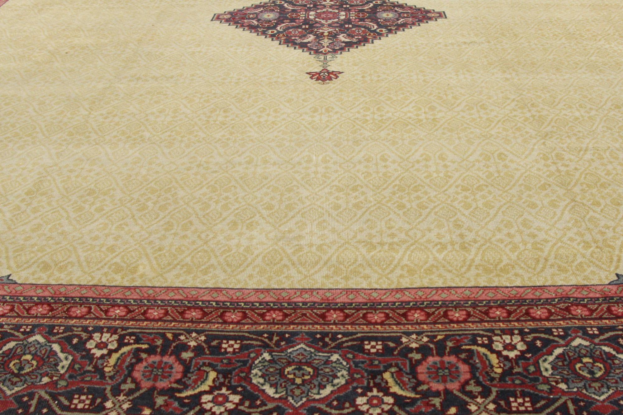 Hand-Knotted Antique Turkish Sivas Rug with Camel Hair For Sale