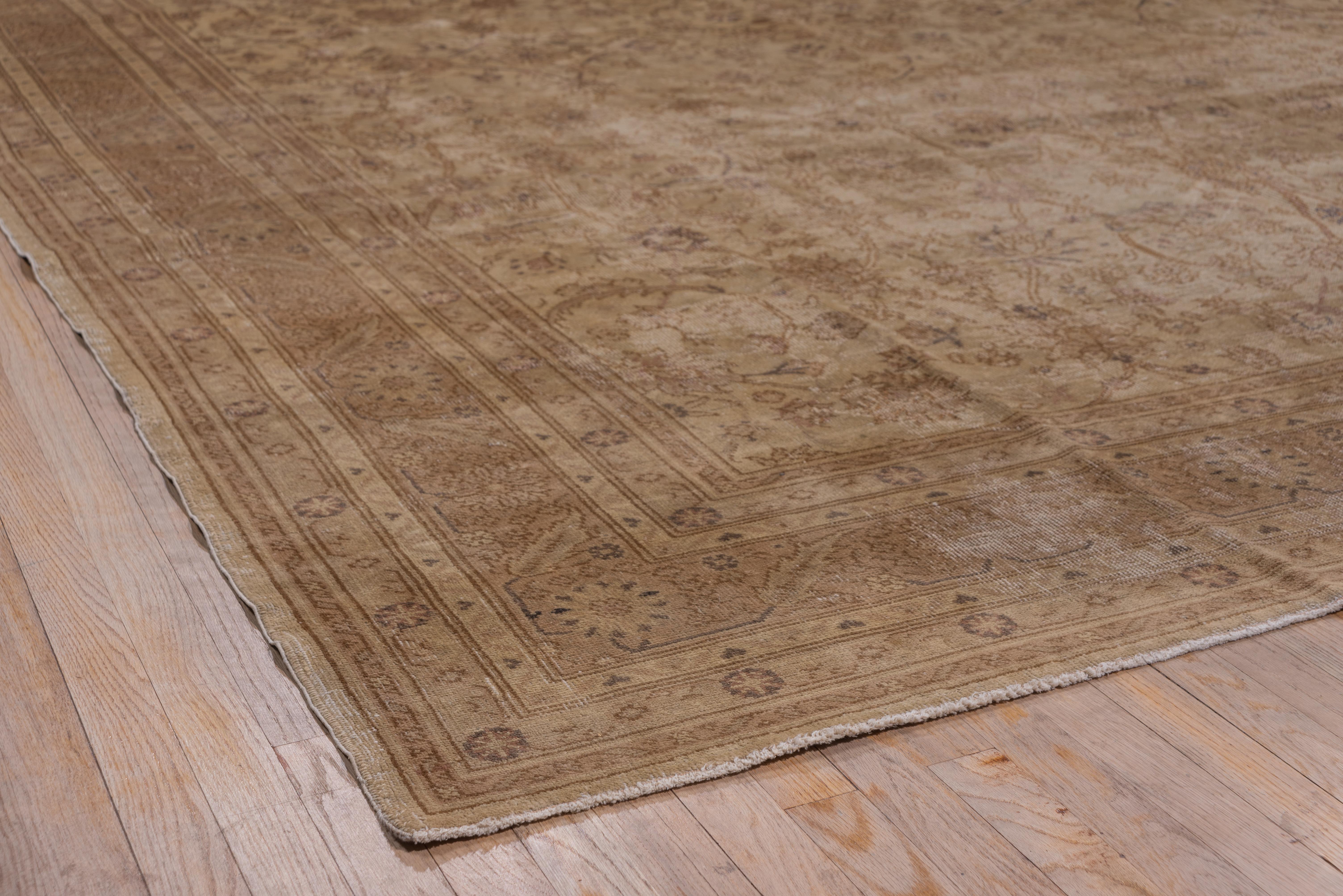 Early 20th Century Antique Turkish Sivas Rug, Beige and Brown Palette, All-Over Field, circa 1920s For Sale