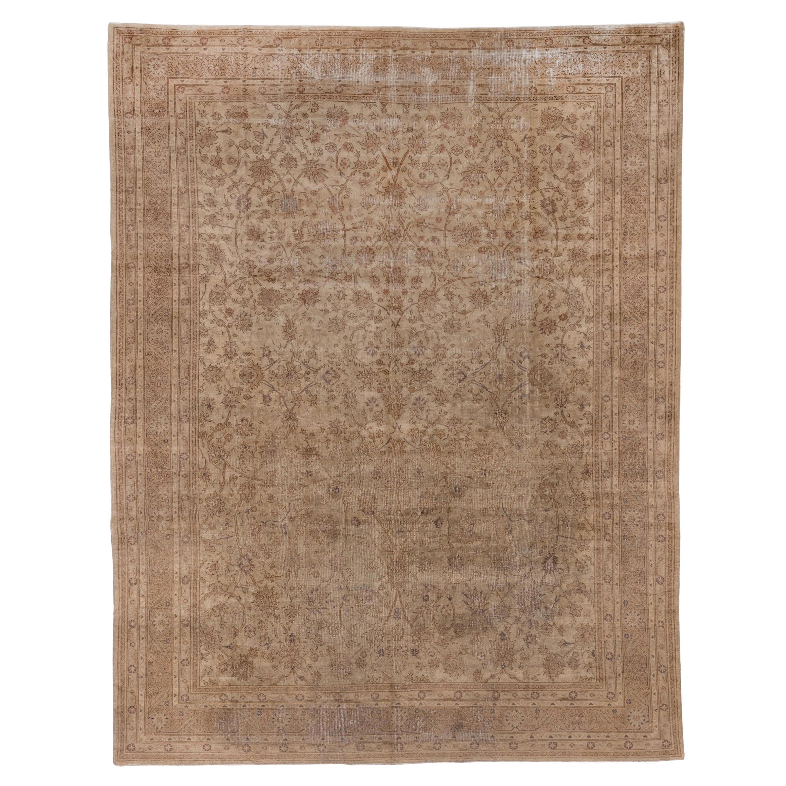 Antique Turkish Sivas Rug, Beige and Brown Palette, All-Over Field, circa 1920s For Sale