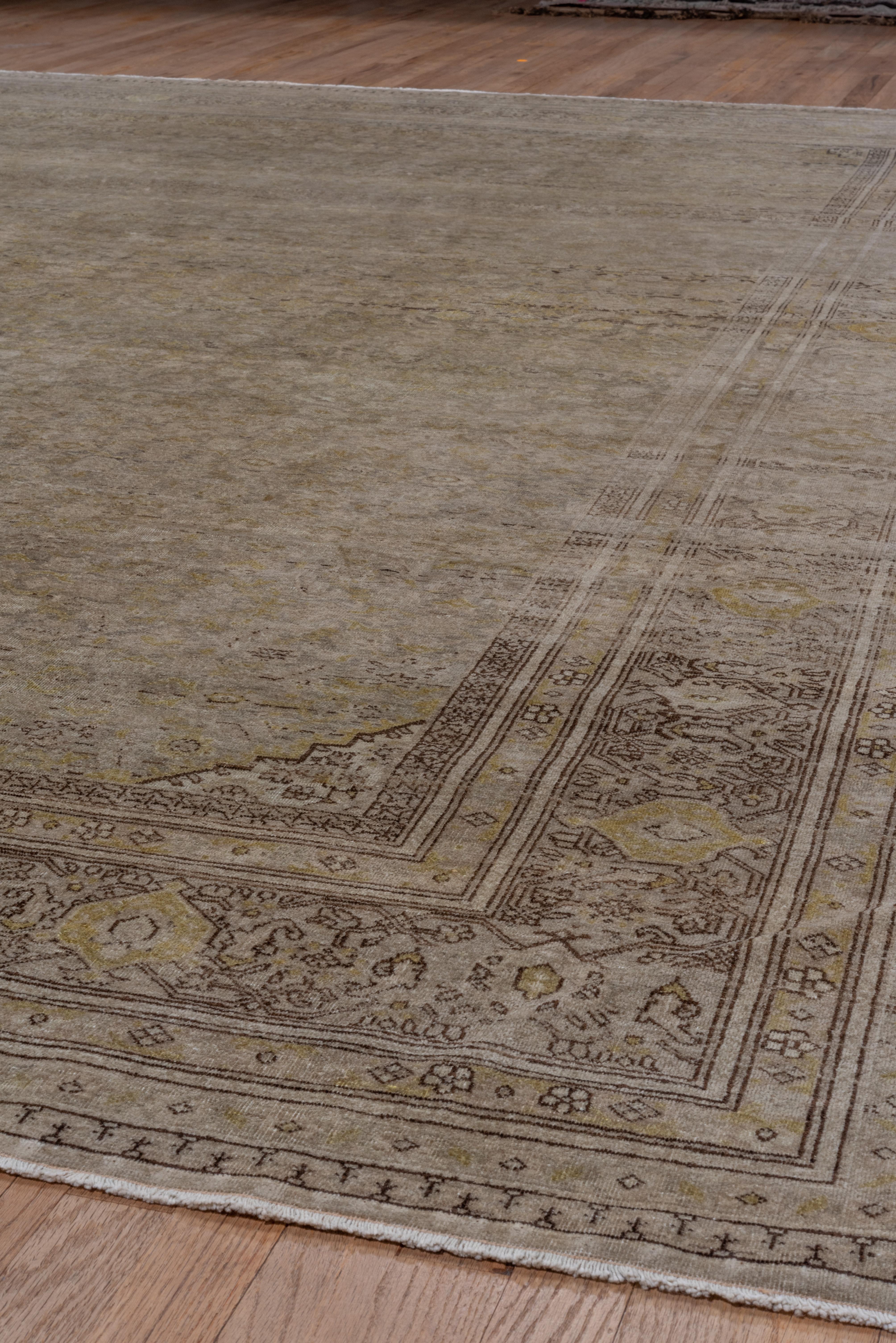 Hand-Knotted Antique Turkish Sivas Rug, Herati Design, Light Brown Field with Gold Tones