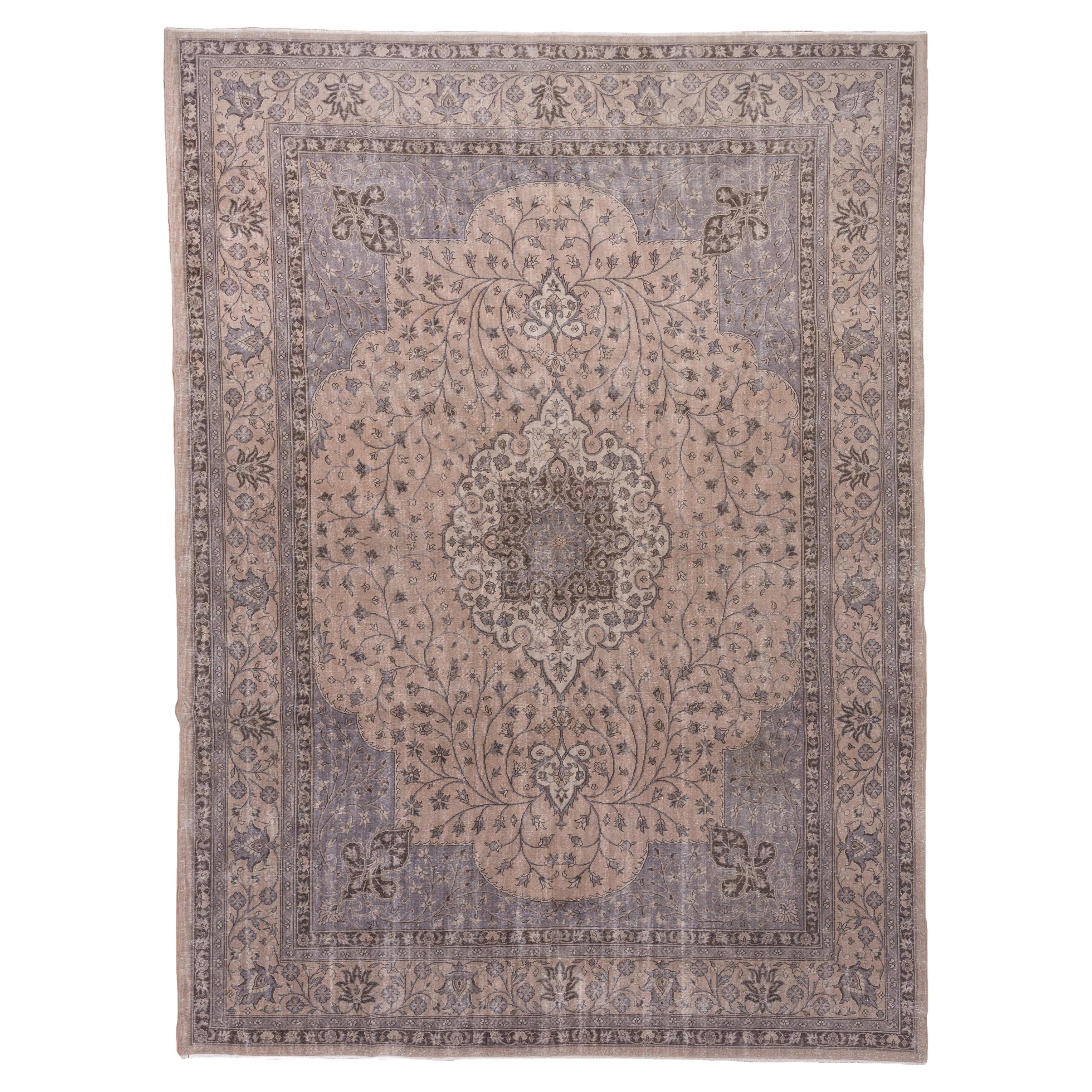 Antique Turkish Sivas Rug, Light Brown Field, Lavender and Gray Outer Field For Sale