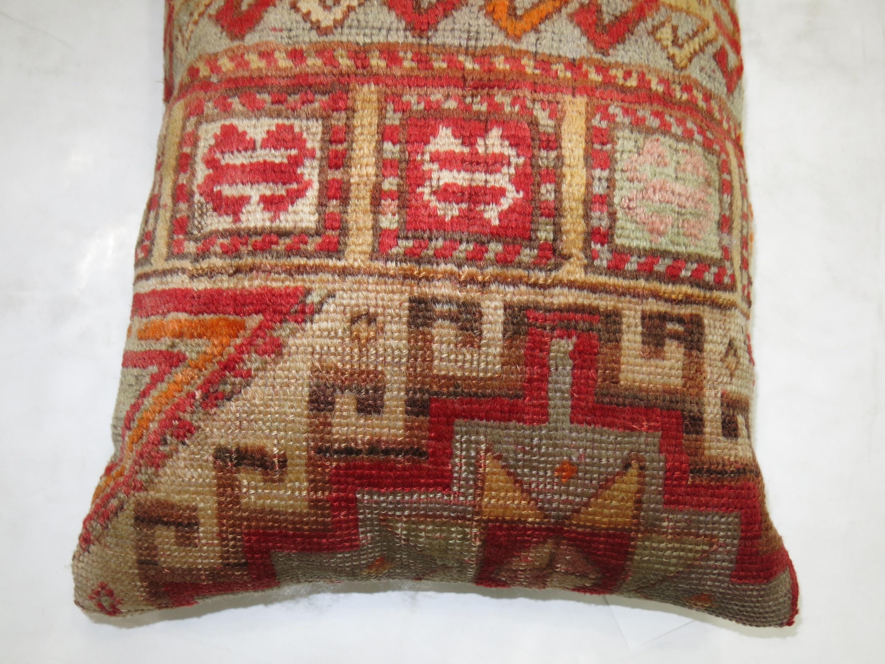 Pillow made from an antique Turkish Sivas rug.