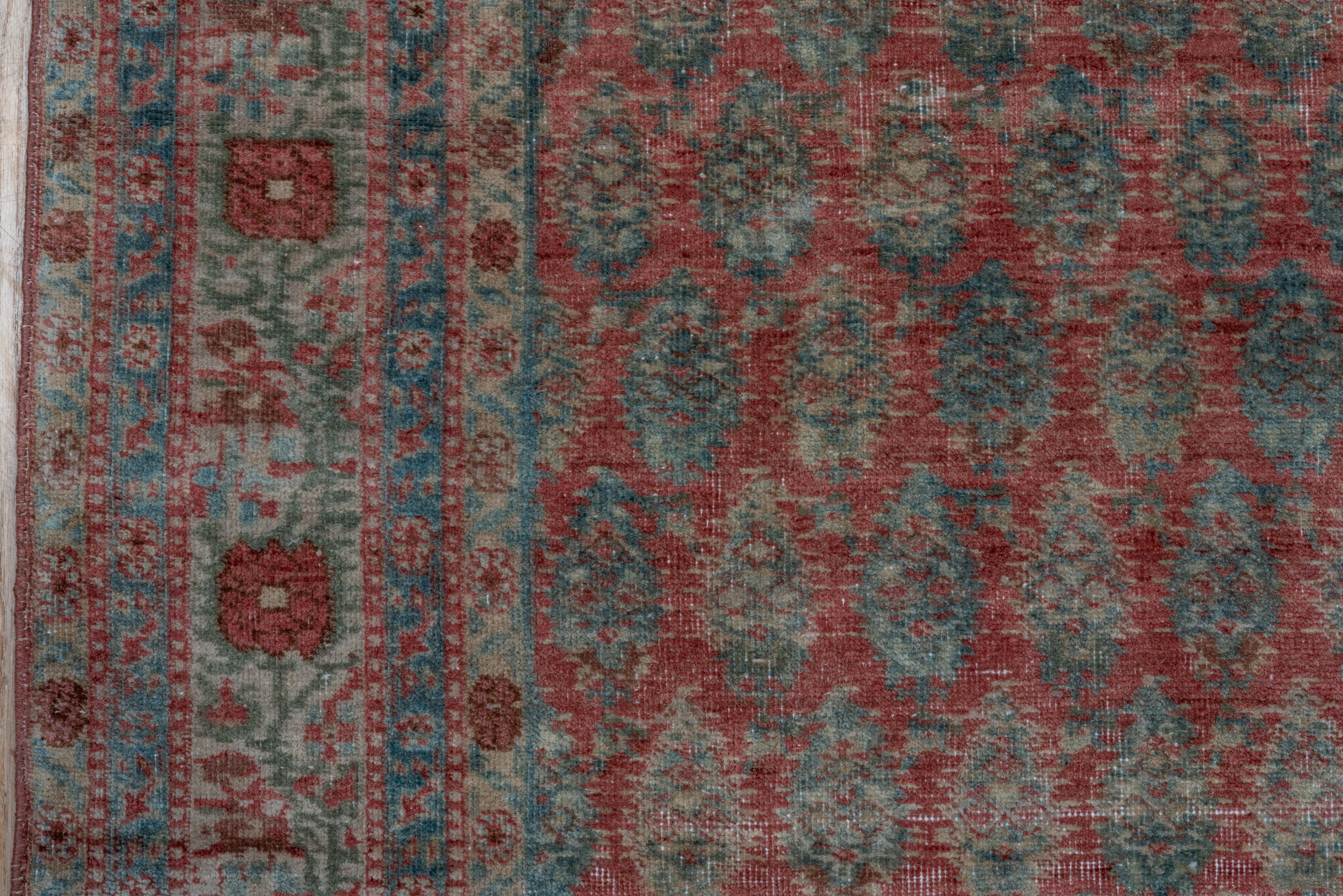 Wool Antique Turkish Sivas Rug, Saraband Design, Red and Blue Tones, circa 1920s For Sale