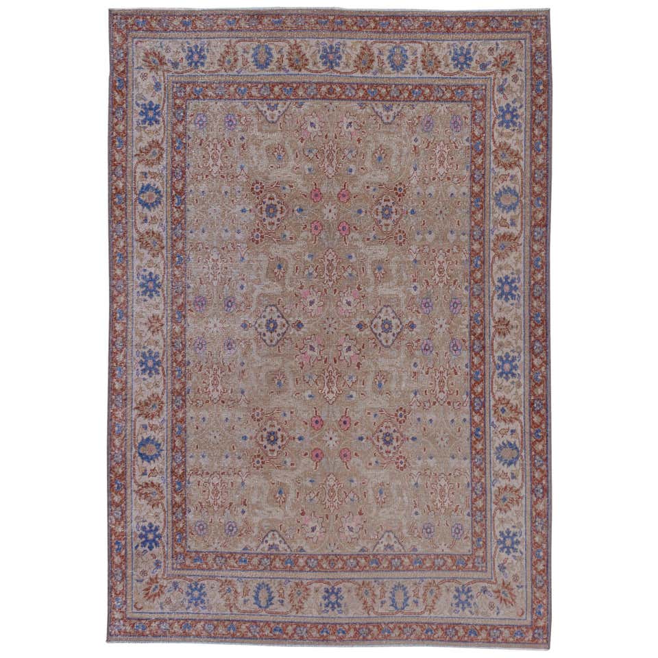 Antique Wilton Rug with Arts and Crafts Pattern in Pastel Colors, circa ...