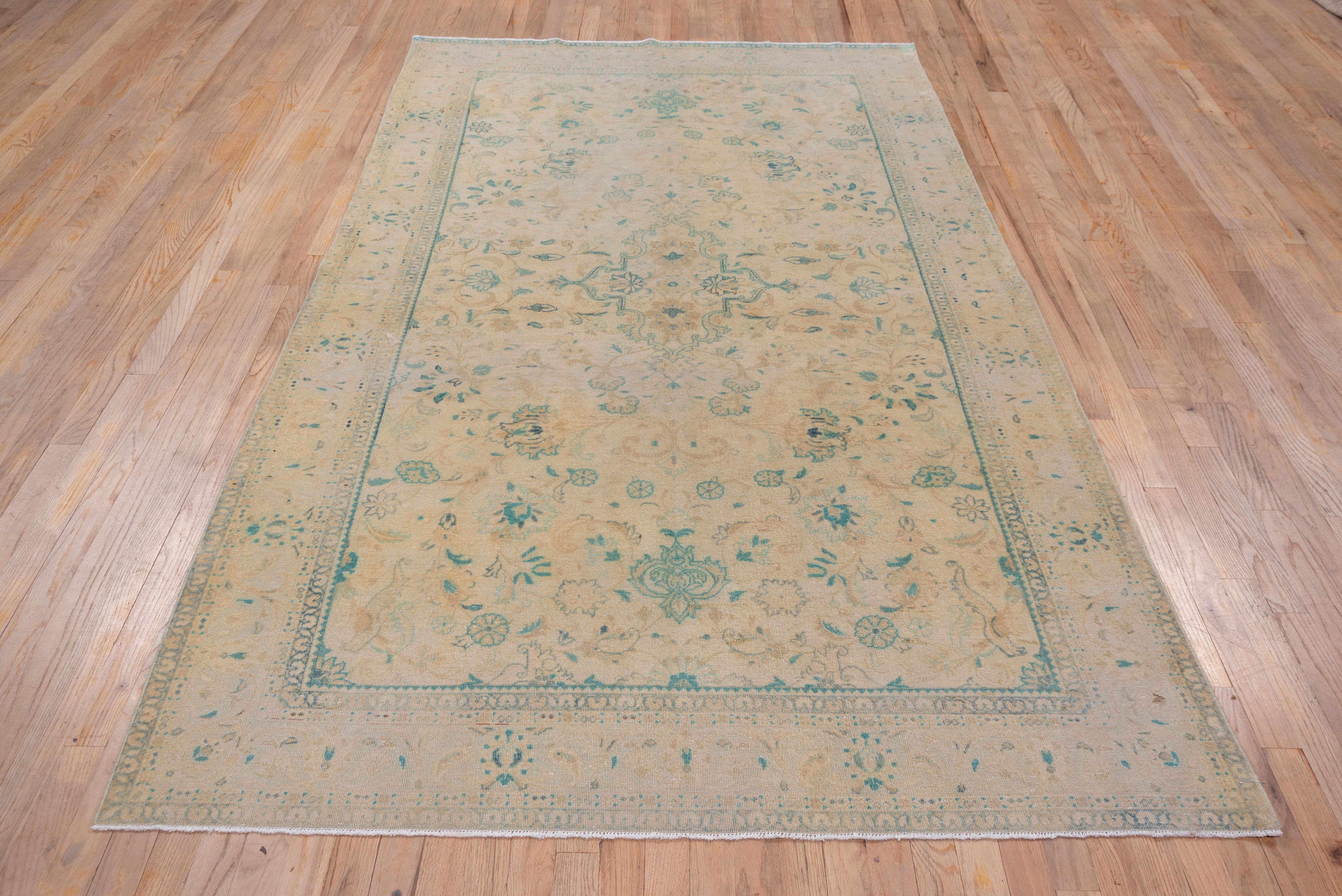 Hand-Knotted Antique Turkish Sivas Rug with Green Accents For Sale