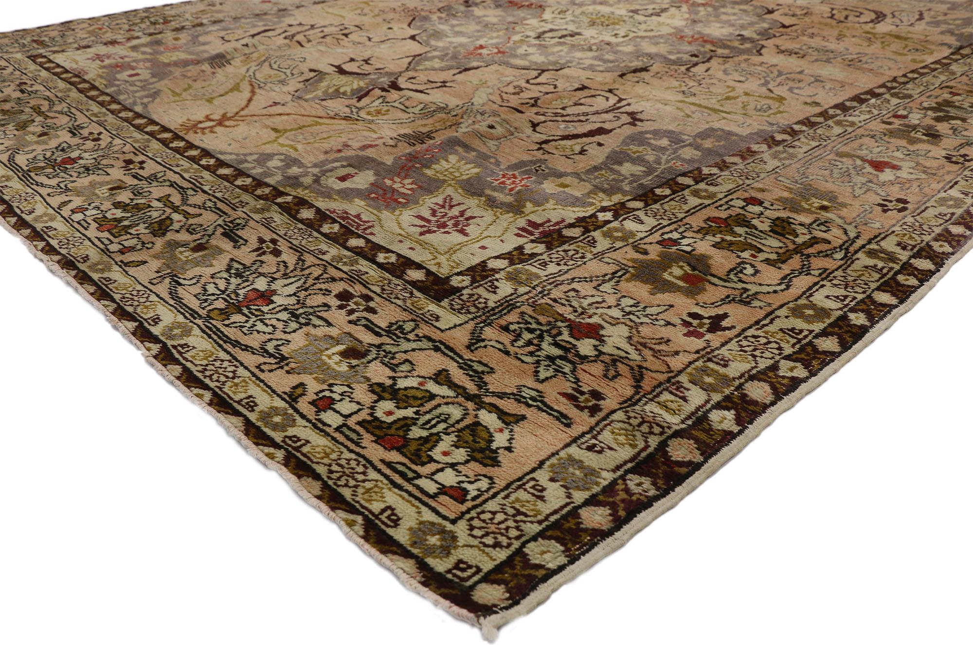 Hand-Knotted Antique Turkish Sivas Rug with Soft French Art Nouveau Style For Sale