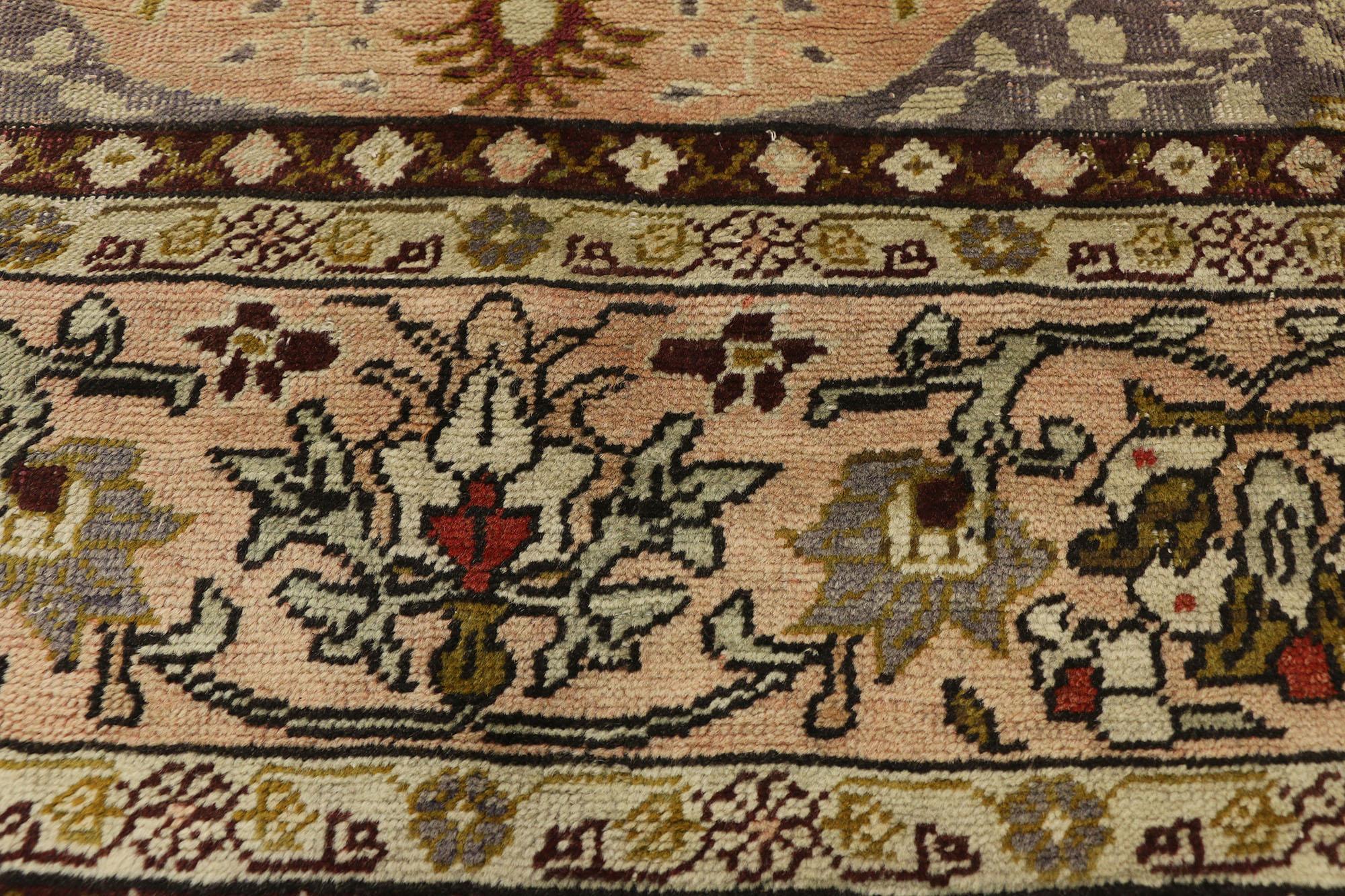 Antiker türkischer Sivas-Teppich im französischen Jugendstil mit weichem Jugendstil (Handgeknüpft) im Angebot