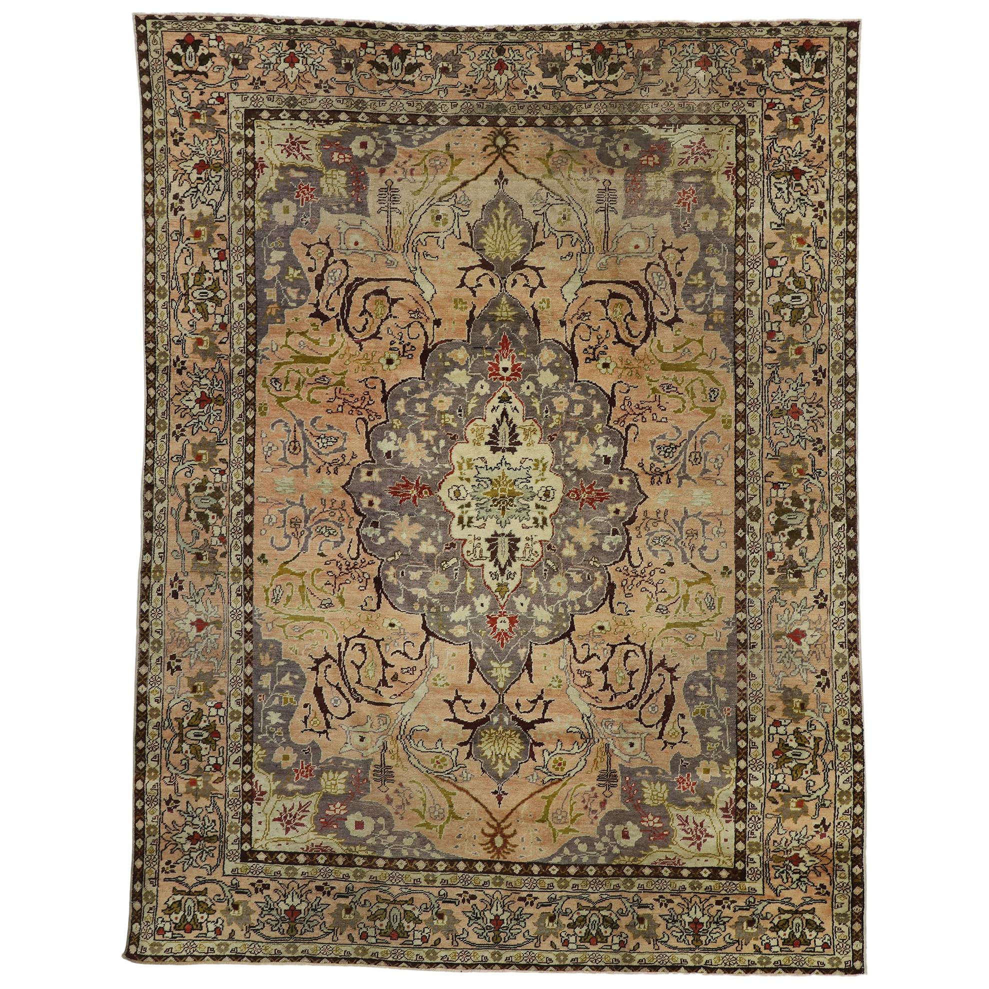 Antique Turkish Sivas Rug with Soft French Art Nouveau Style For Sale