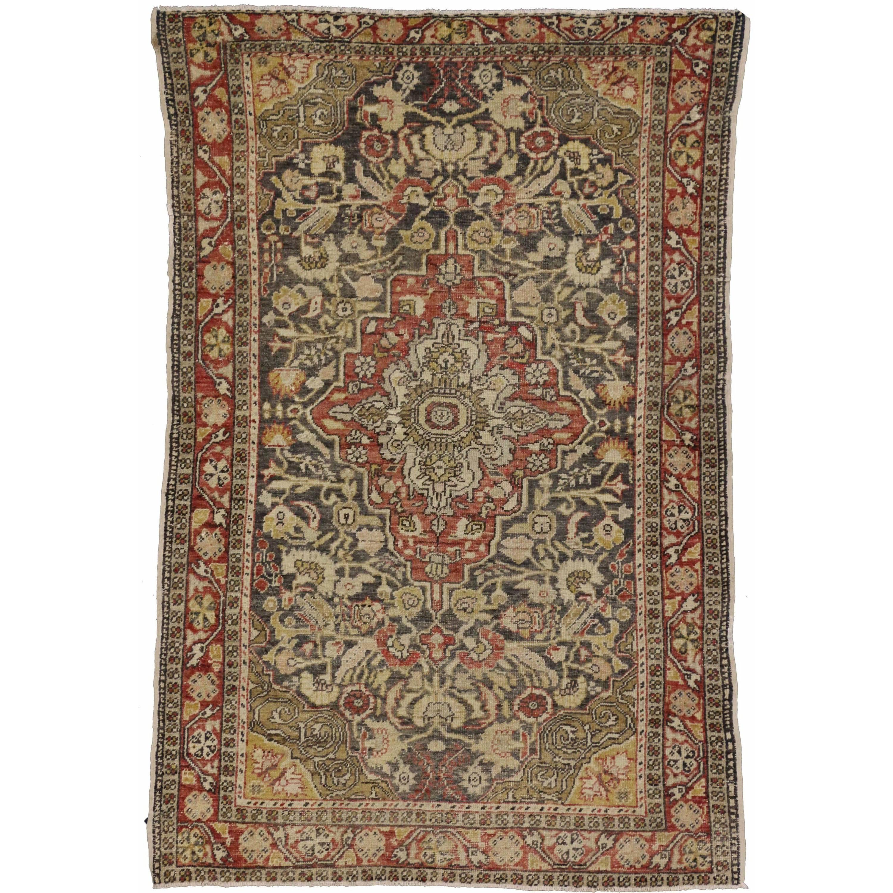 Antique Turkish Sivas Rug, Rustic Charm Meets Traditional Sensibility For Sale