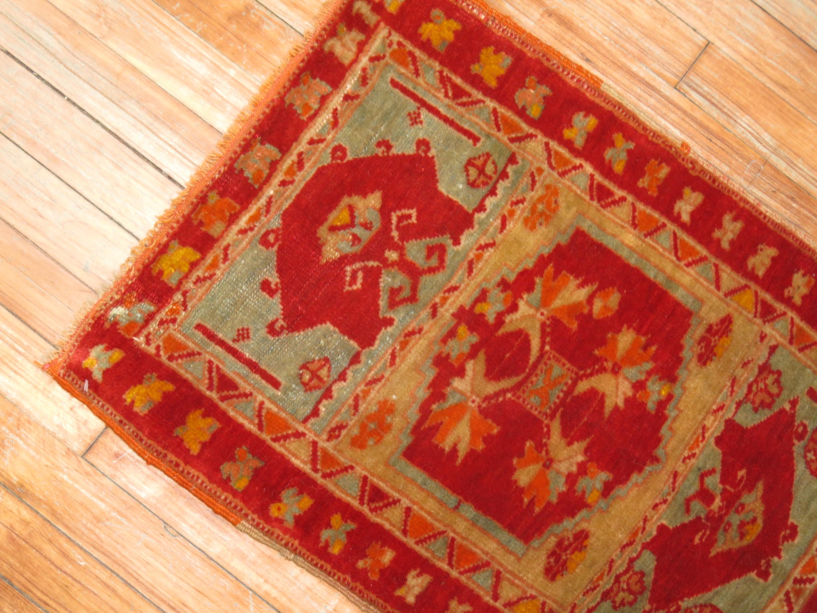 Bright Antique Turkish Sivas Yastik Rug In Excellent Condition In New York, NY