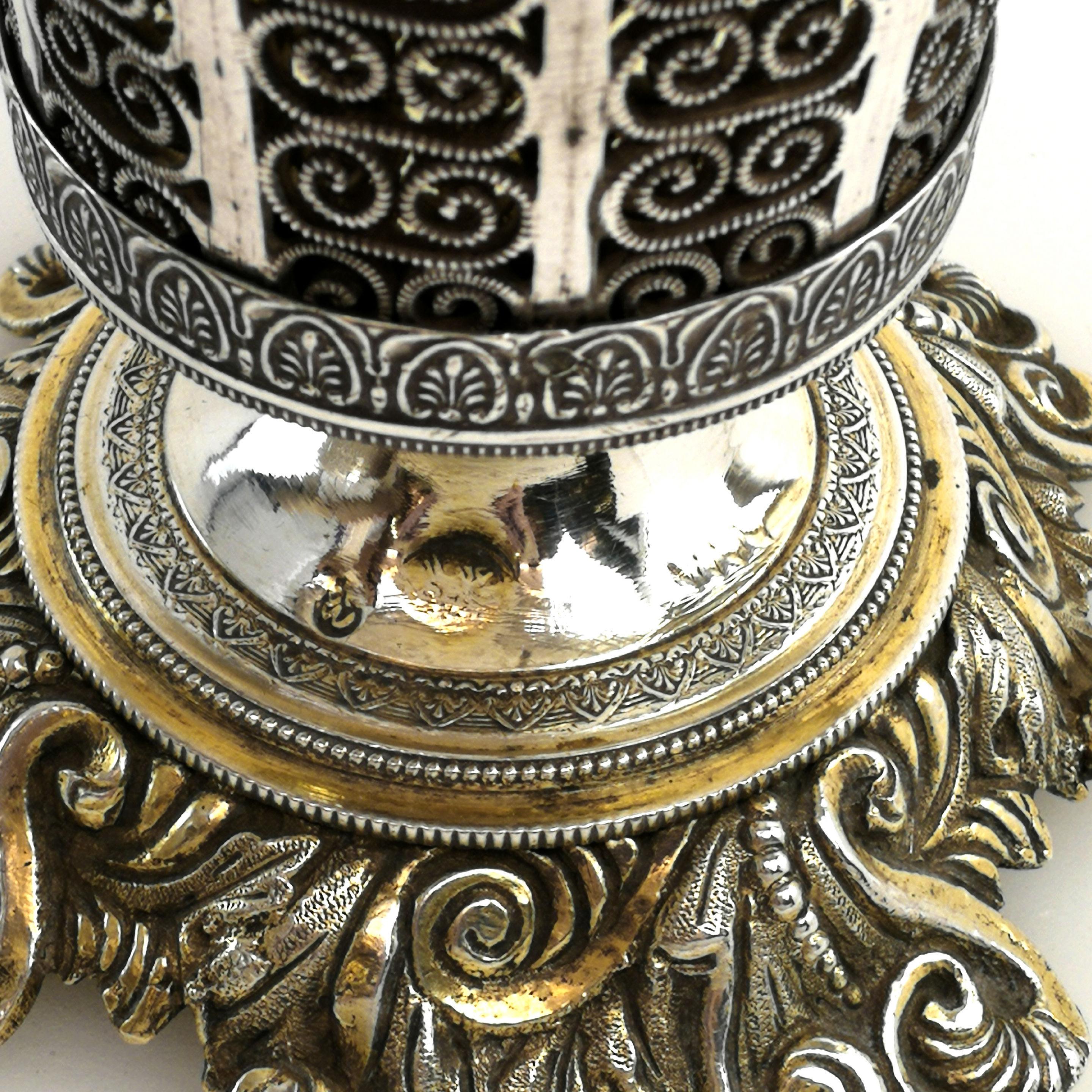 Antique Turkish Solid Silver Spoon Vase / Spoon Holder, circa 1890 In Good Condition In London, GB