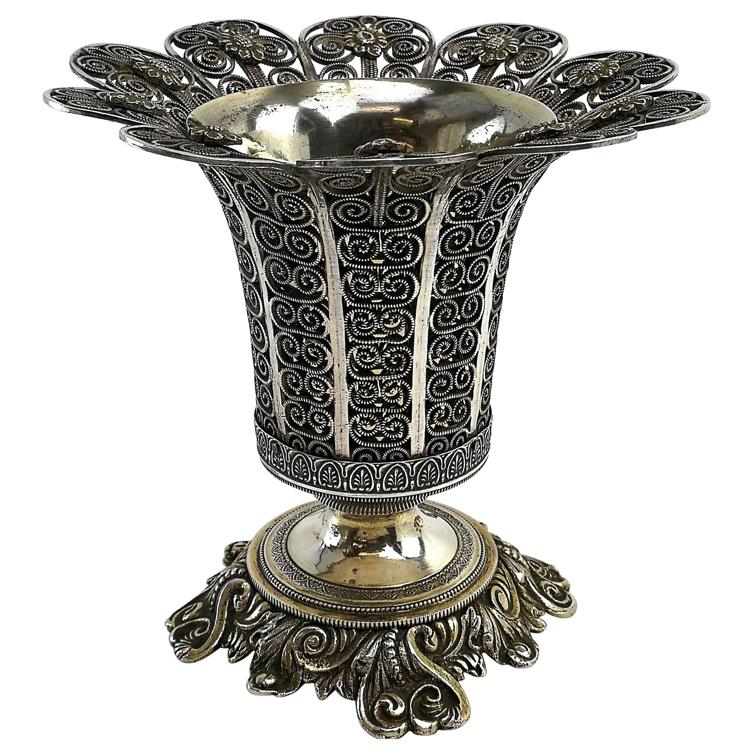 Antique Turkish Solid Silver Spoon Vase / Spoon Holder, circa 1890