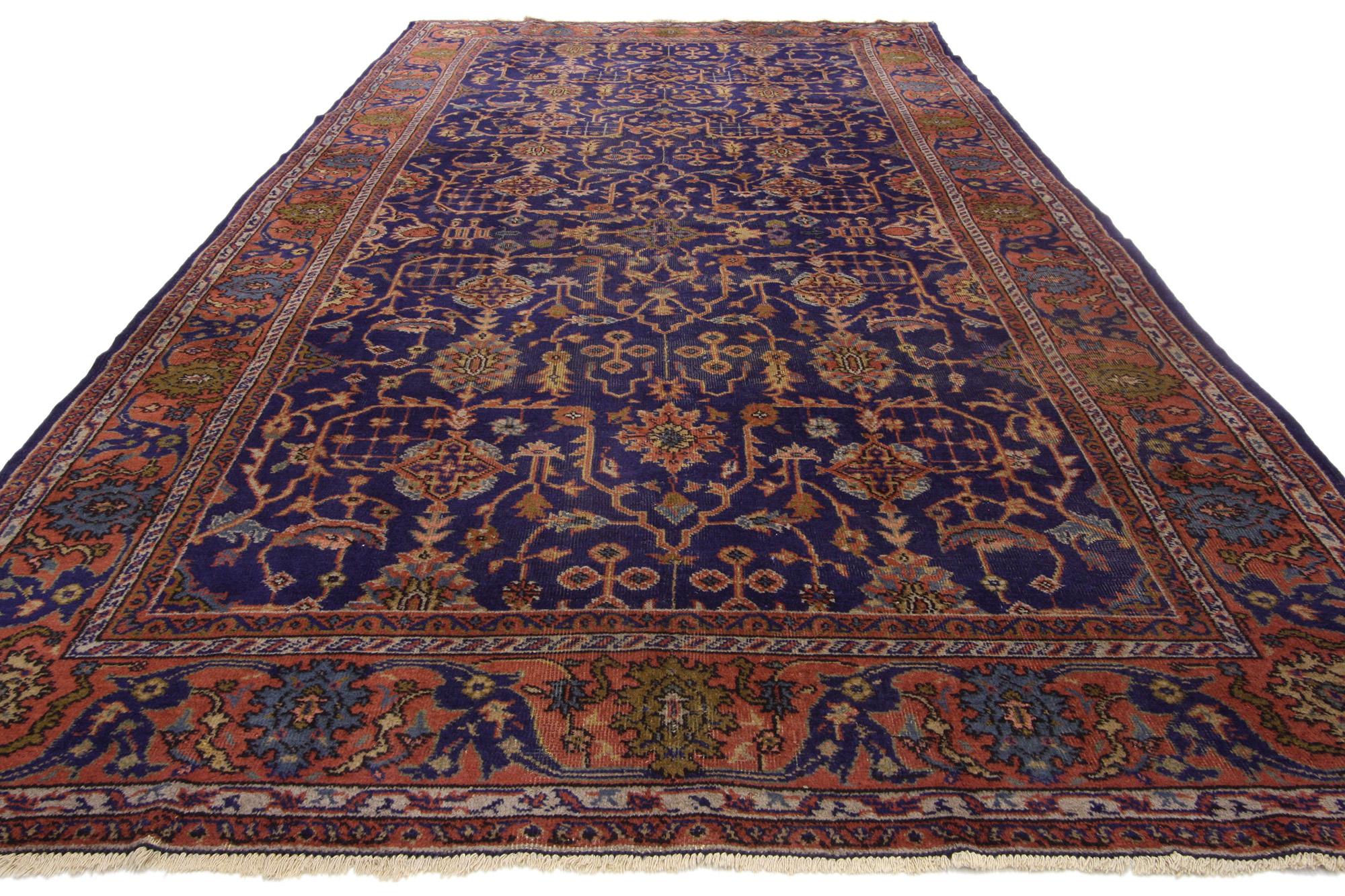 Victorien Tapis de galerie turc Sparta bleu ancien en vente