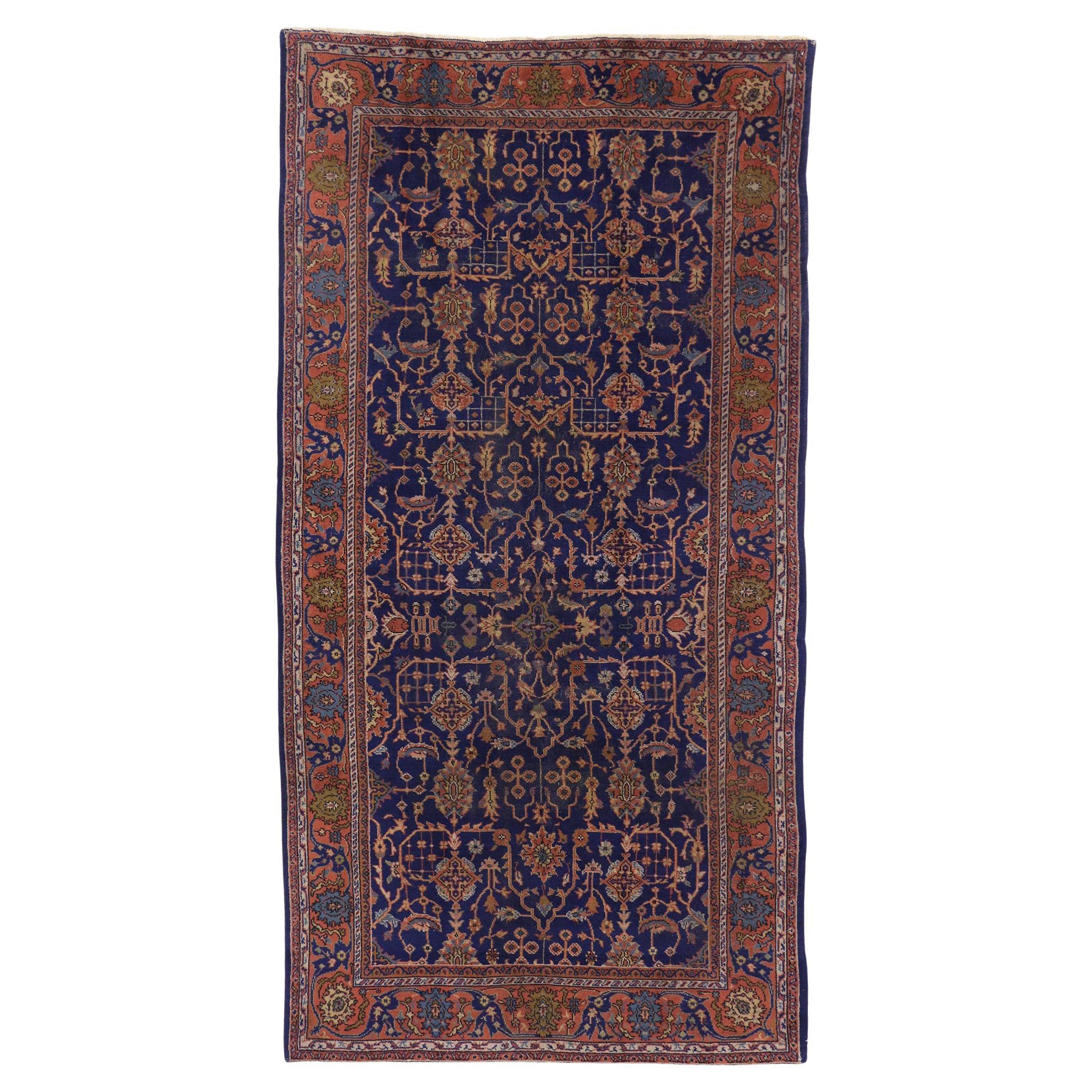 Tapis de galerie turc Sparta bleu ancien