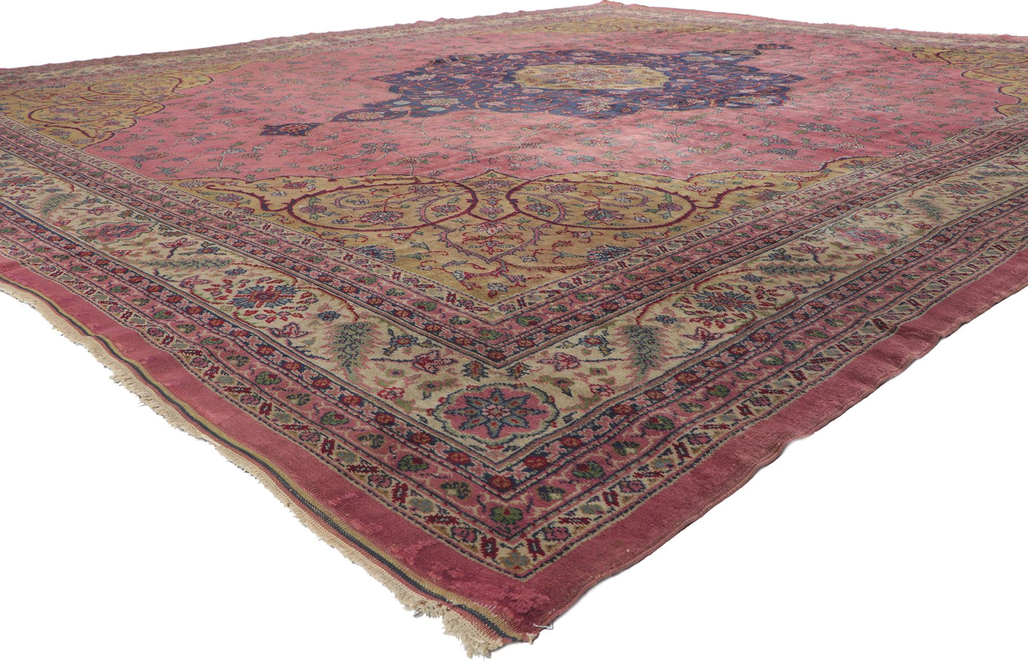 71617 Antique Turkish Sparta Rug, 13'00 x 15'00. In the mystical town of Sparta nestled within Turkey's southwestern expanse, Turkish Sparta rugs embody an enchanting narrative of heritage and allure. Delicate geometric patterns, floral motifs, and
