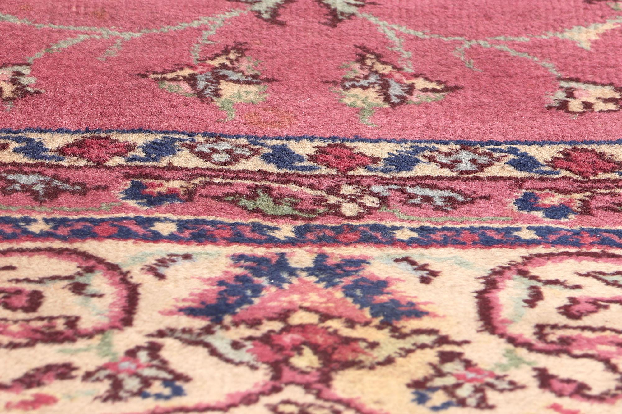 Hand-Knotted Antique Pink Turkish Floral Sparta Rug For Sale